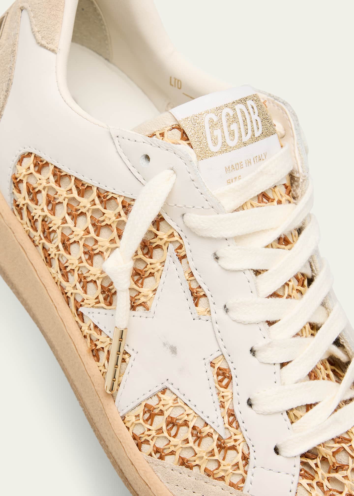 Golden Goose Ballstar Raffia Net Leather Low-Top Sneakers Image 5 of 6