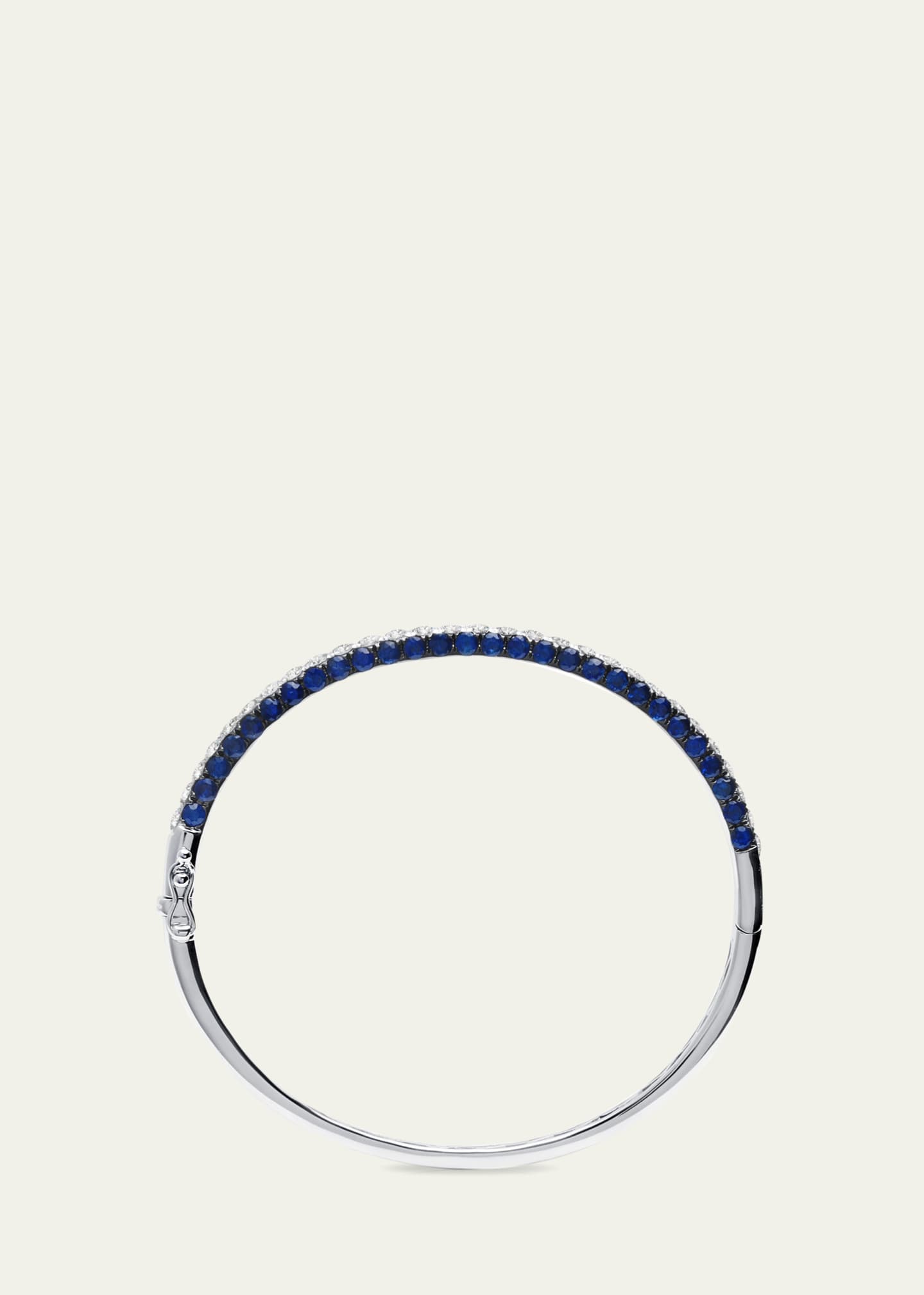 Graziela Gems 18K White Gold 3-Sided Diamond and Blue Sapphire Bangle Bracelet Image 2 of 2