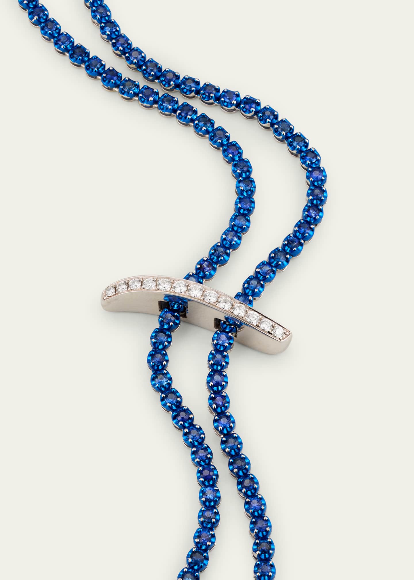 Graziela Gems 18K White Gold Mega Swirl Ombre Diamond and Sapphire Lariat Necklace Image 2 of 3