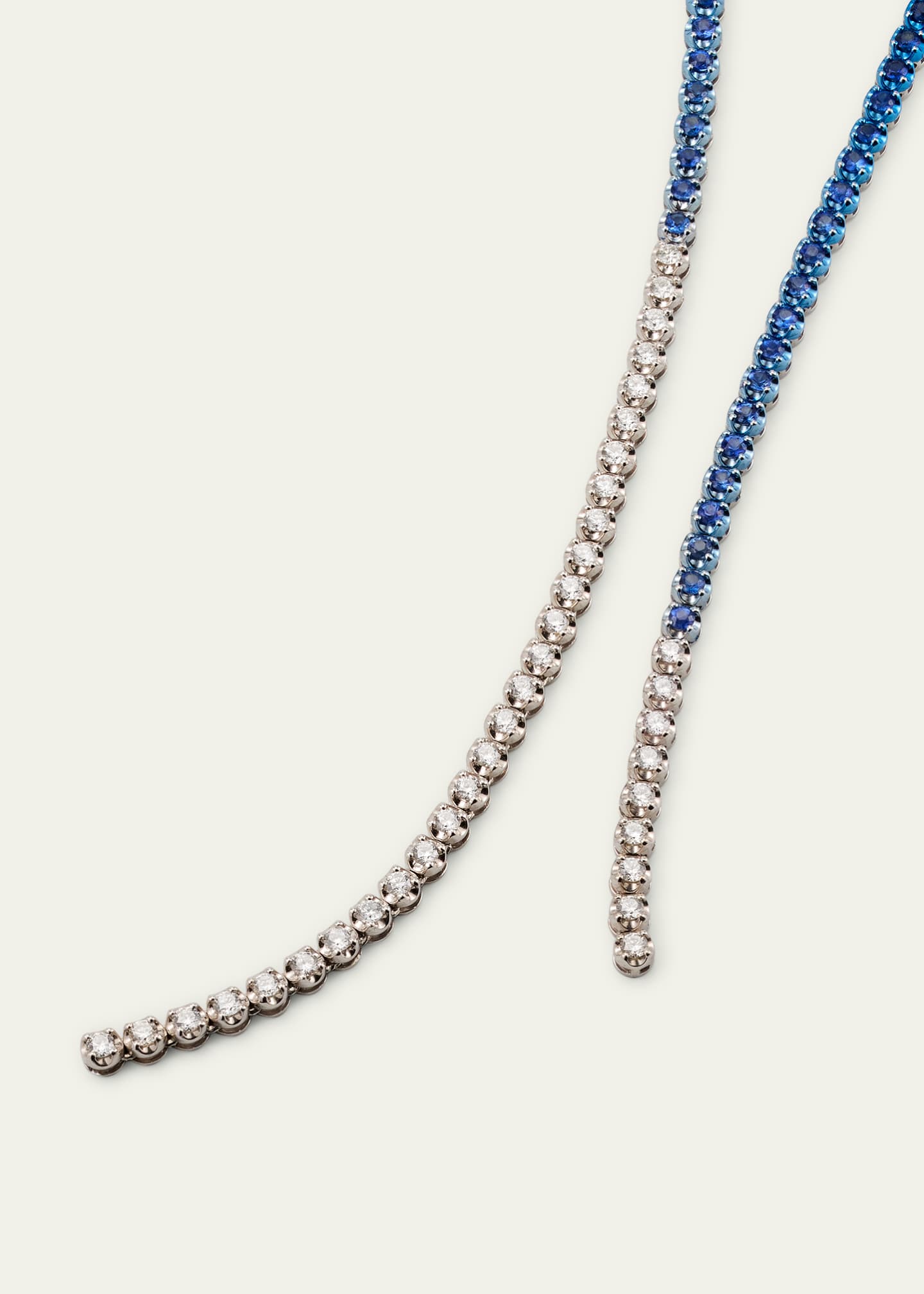 Graziela Gems 18K White Gold Mega Swirl Ombre Diamond and Sapphire Lariat Necklace Image 4 of 5