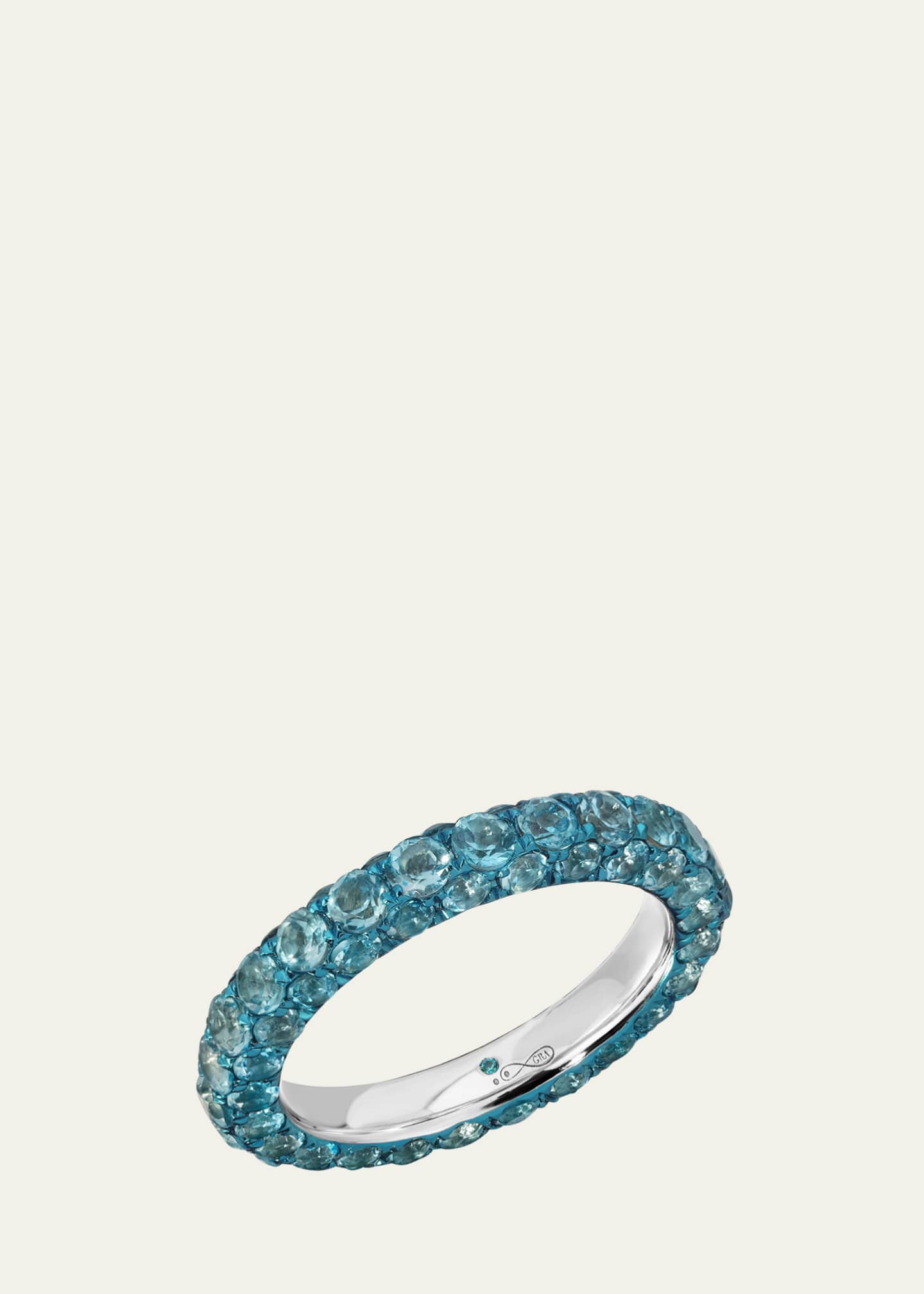 Graziela Gems 18K White Gold 3-Sided Swiss Blue Topaz and Blue Rhodium Ring, Size 6 Image 1 of 2