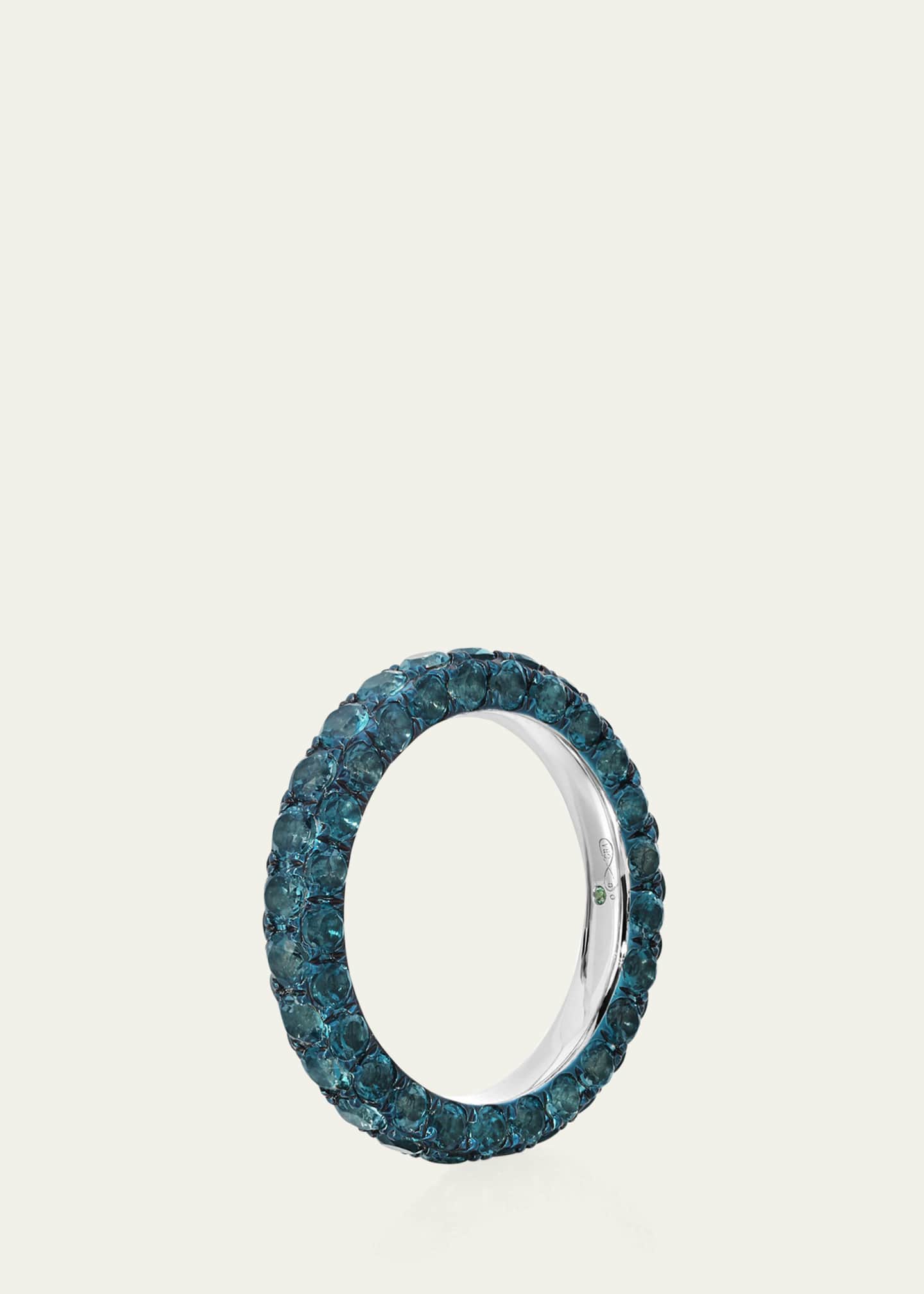 Graziela Gems 18K White Gold 3-Sided London Blue Topaz and Blue Rhodium Ring, Size 7 Image 2 of 2