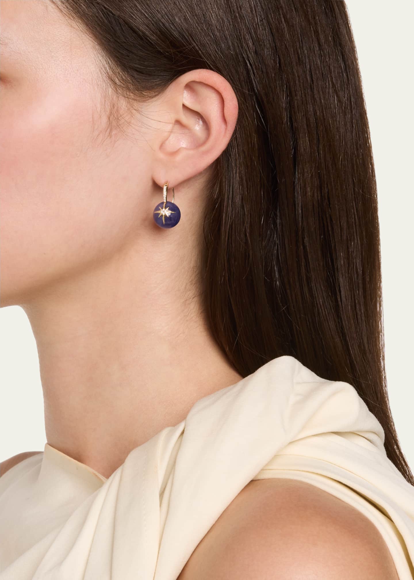 Sydney Evan 14K Pave Starburst Bead Earrings Image 2 of 4