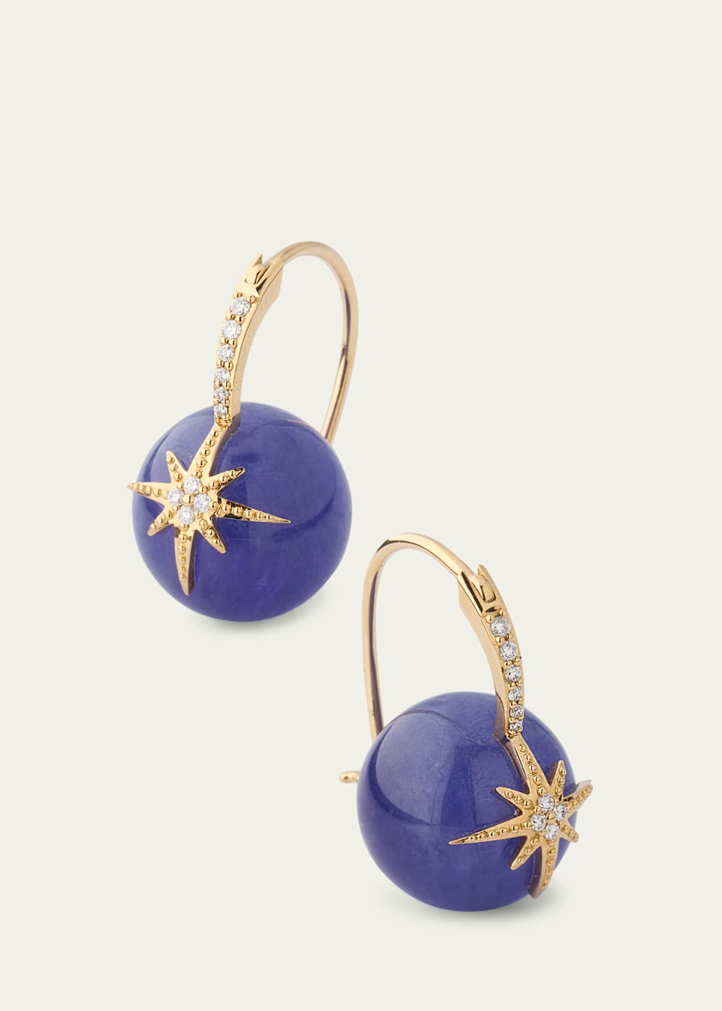 Sydney Evan 14K Pave Starburst Bead Earrings Image 3 of 4