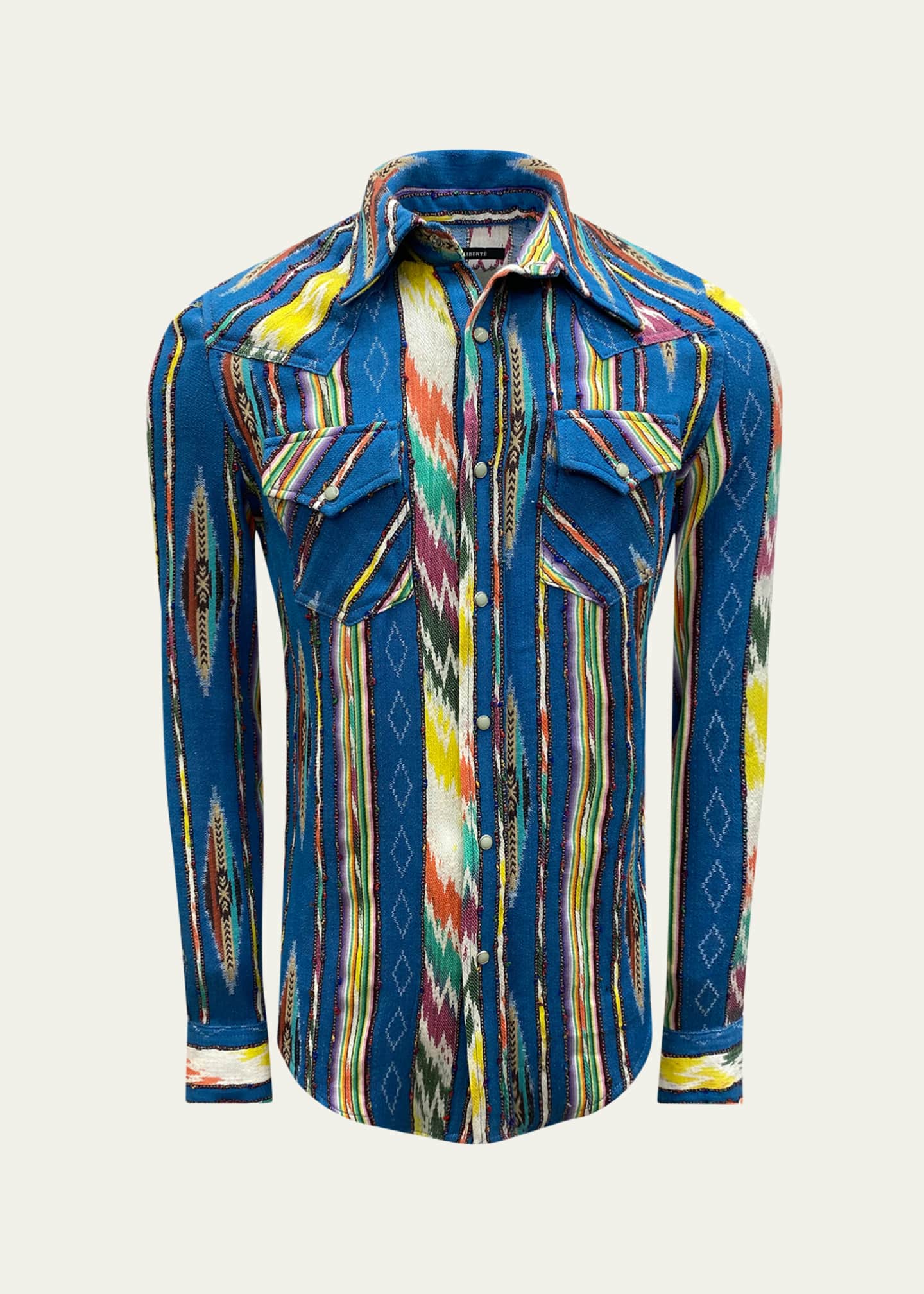 Cout De La Liberte Men's Robbie Zarape Striped Bowling Shirt Image 1 of 2