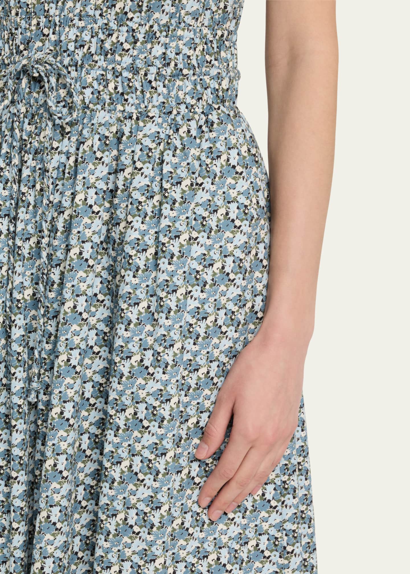 Veronica Beard Millie Floral Tie-Strap Midi Dress Image 5 of 5