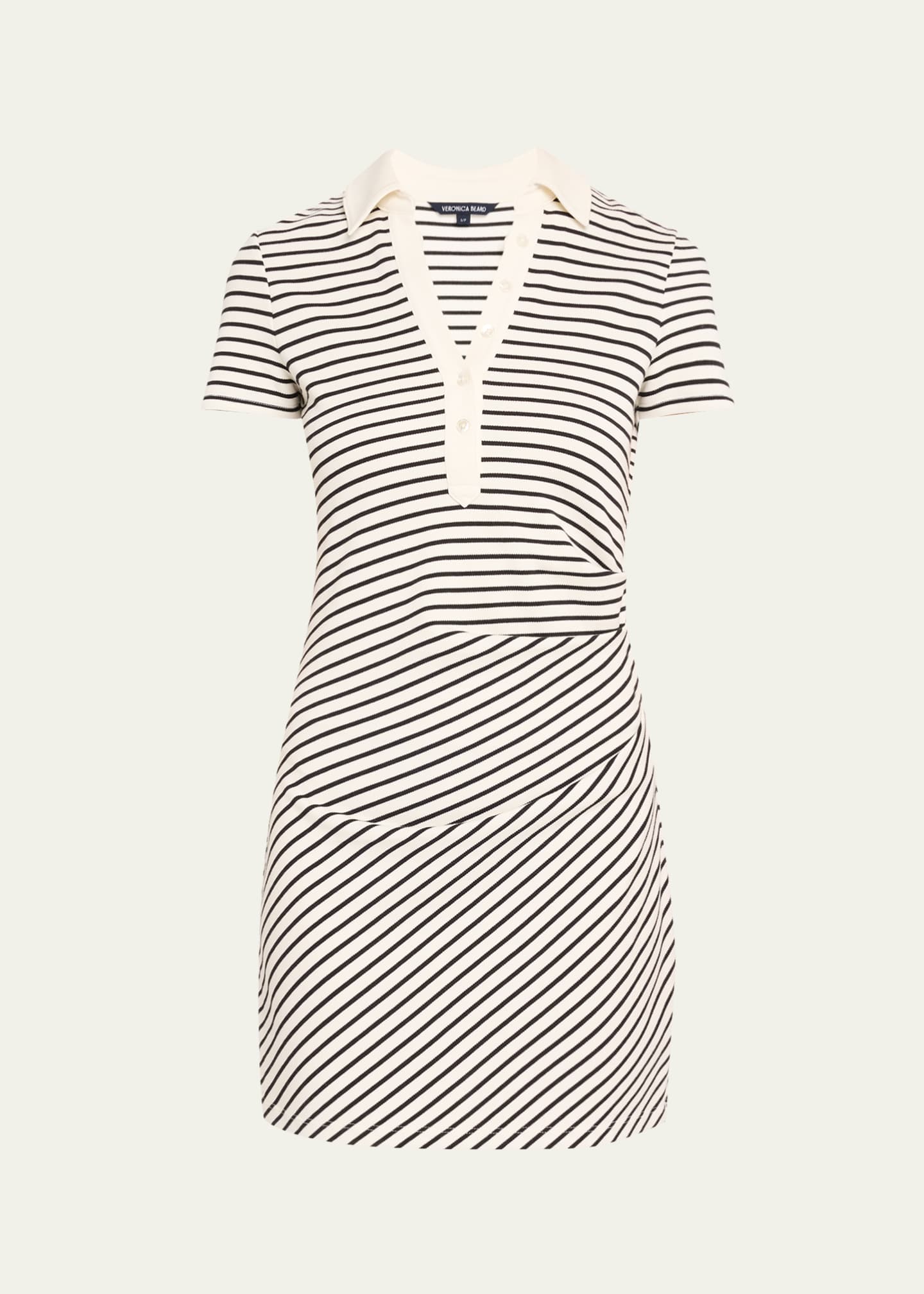 Veronica Beard Lanier Stripe Short-Sleeve Polo Dress Image 1 of 5