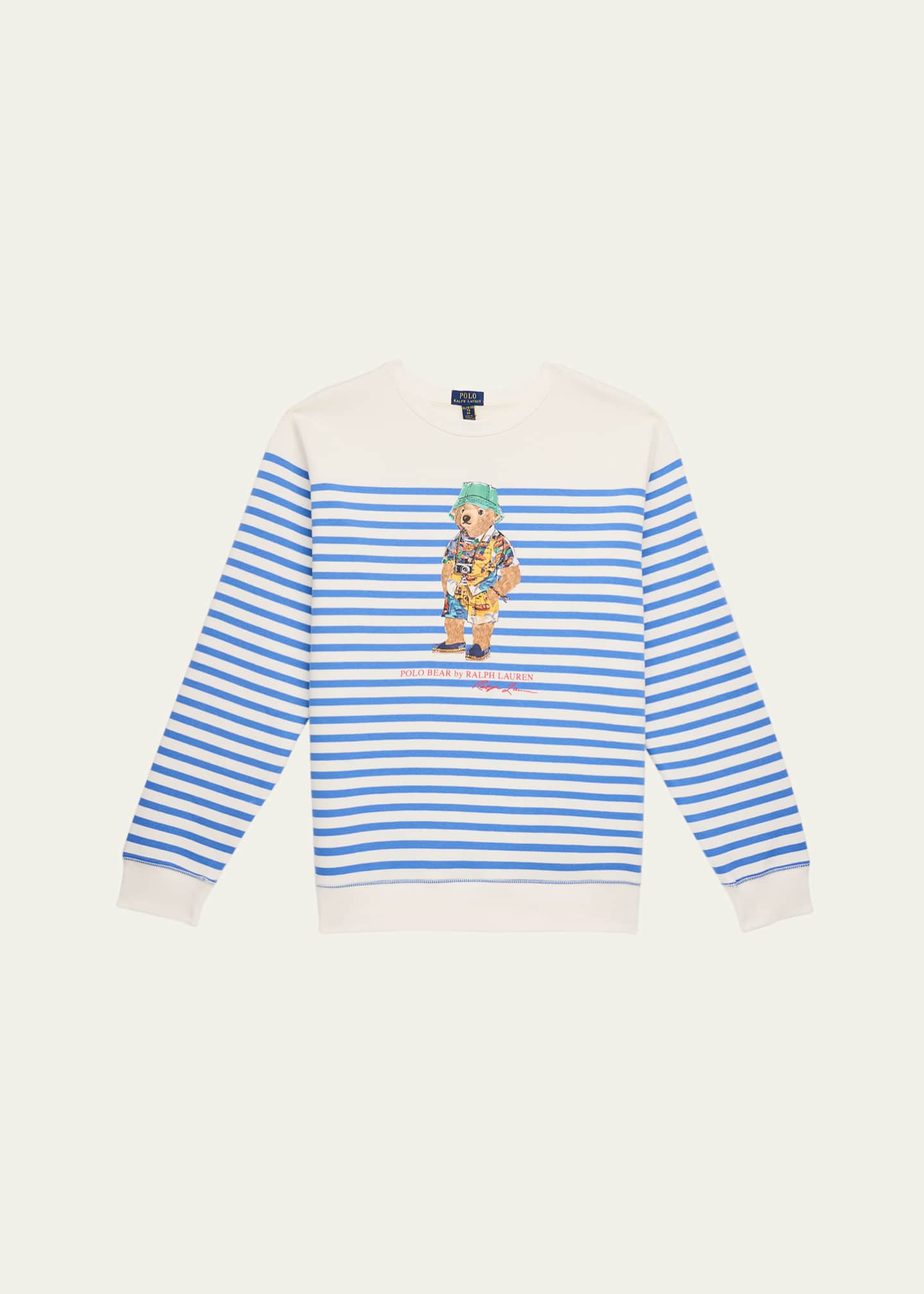 Ralph Lauren Childrenswear Boy's Striped Graphic Sweatshirt, Size S-XL Image 1 of 3