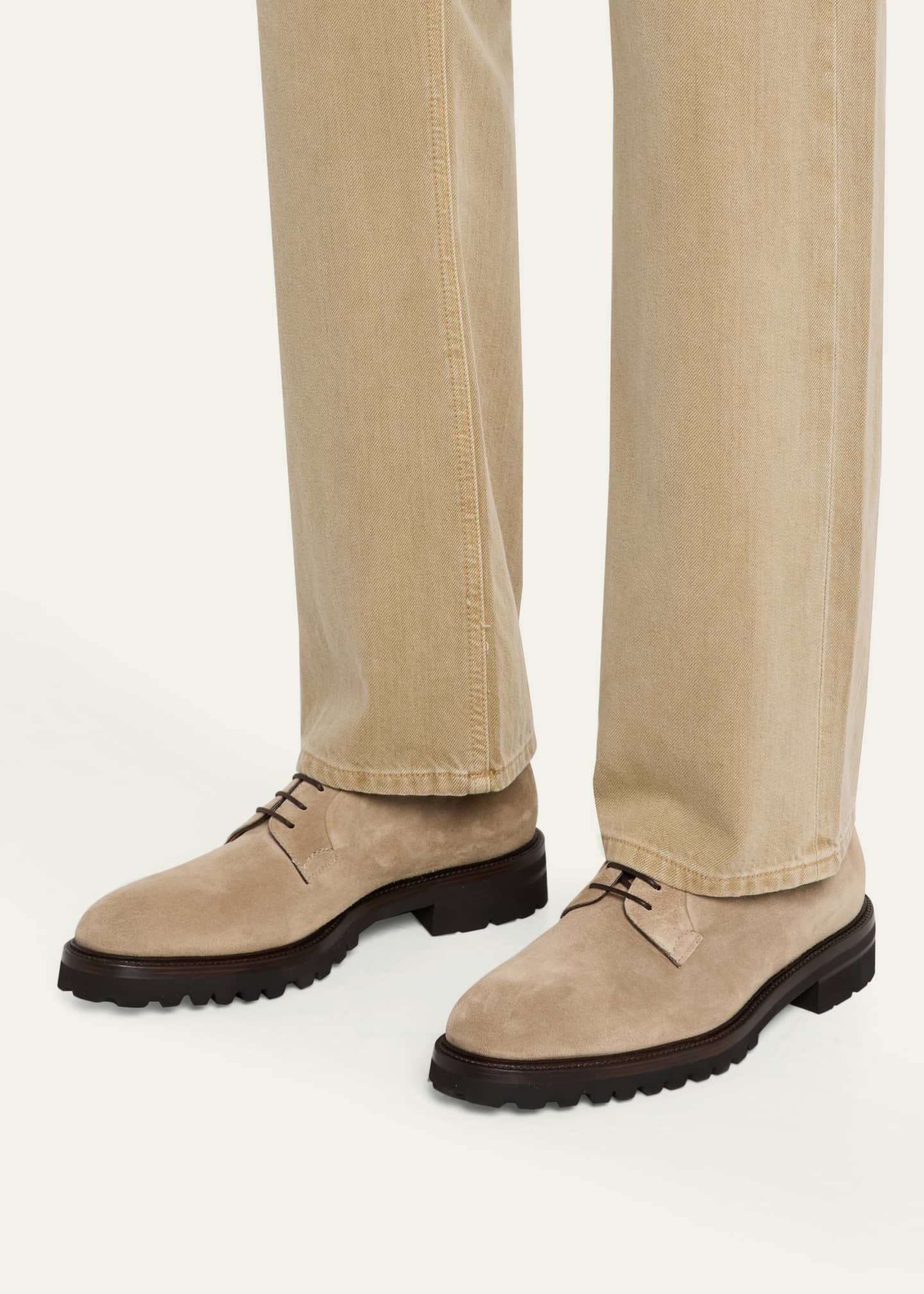 Bergdorf Goodman Men's Suede Lug-Sole Derby Shoes Image 2 of 6