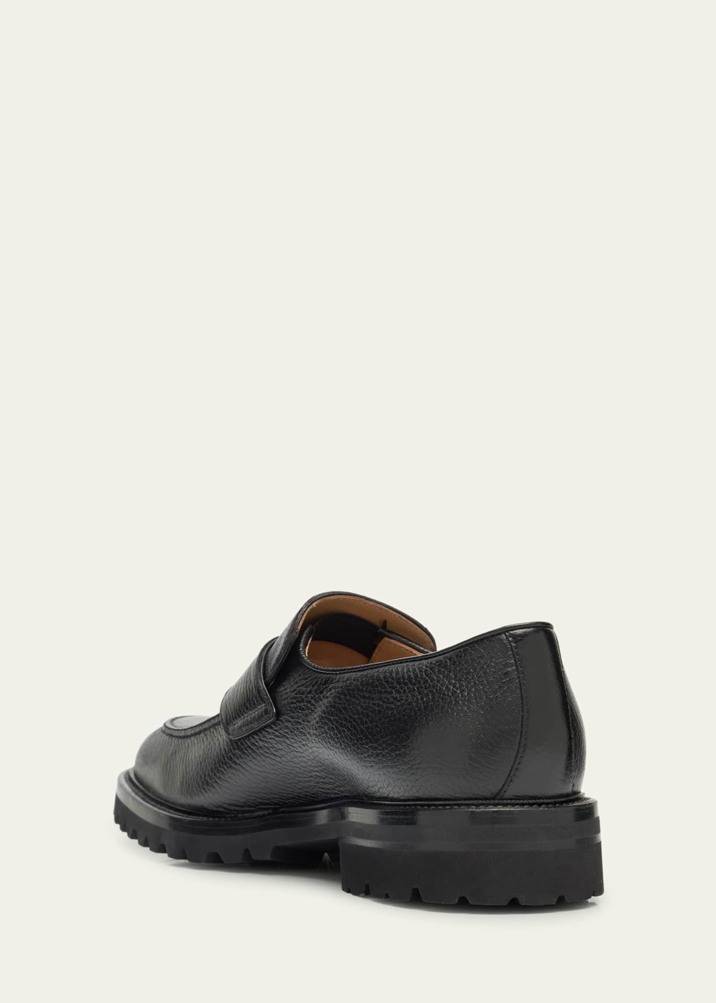 Bergdorf Goodman Men's Lug-Sole Deerskin Leather Loafers Image 4 of 6