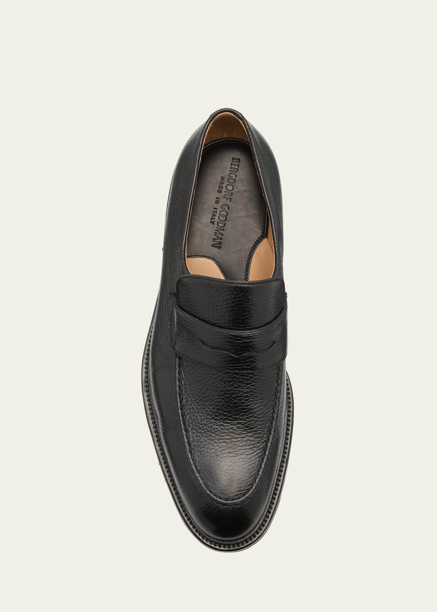 Bergdorf Goodman Men's Lug-Sole Deerskin Leather Loafers Image 6 of 6