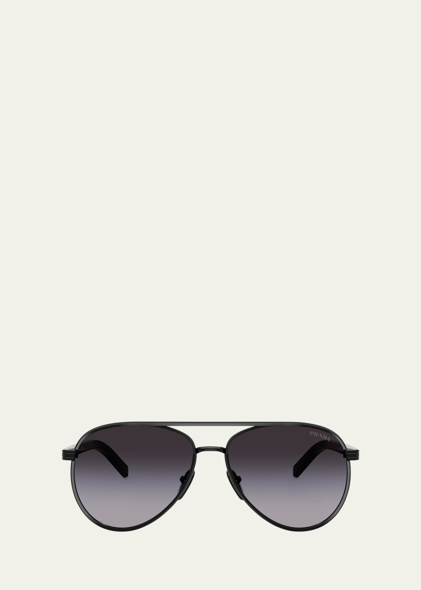 Prada Men's PR B57S Steel Aviator Sunglasses Image 1 of 3