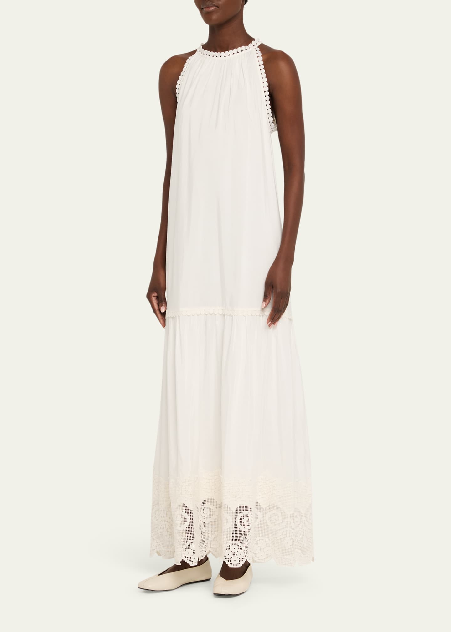 Kobi Halperin Teri Lace-Trim Halter Maxi Dress Image 4 of 5
