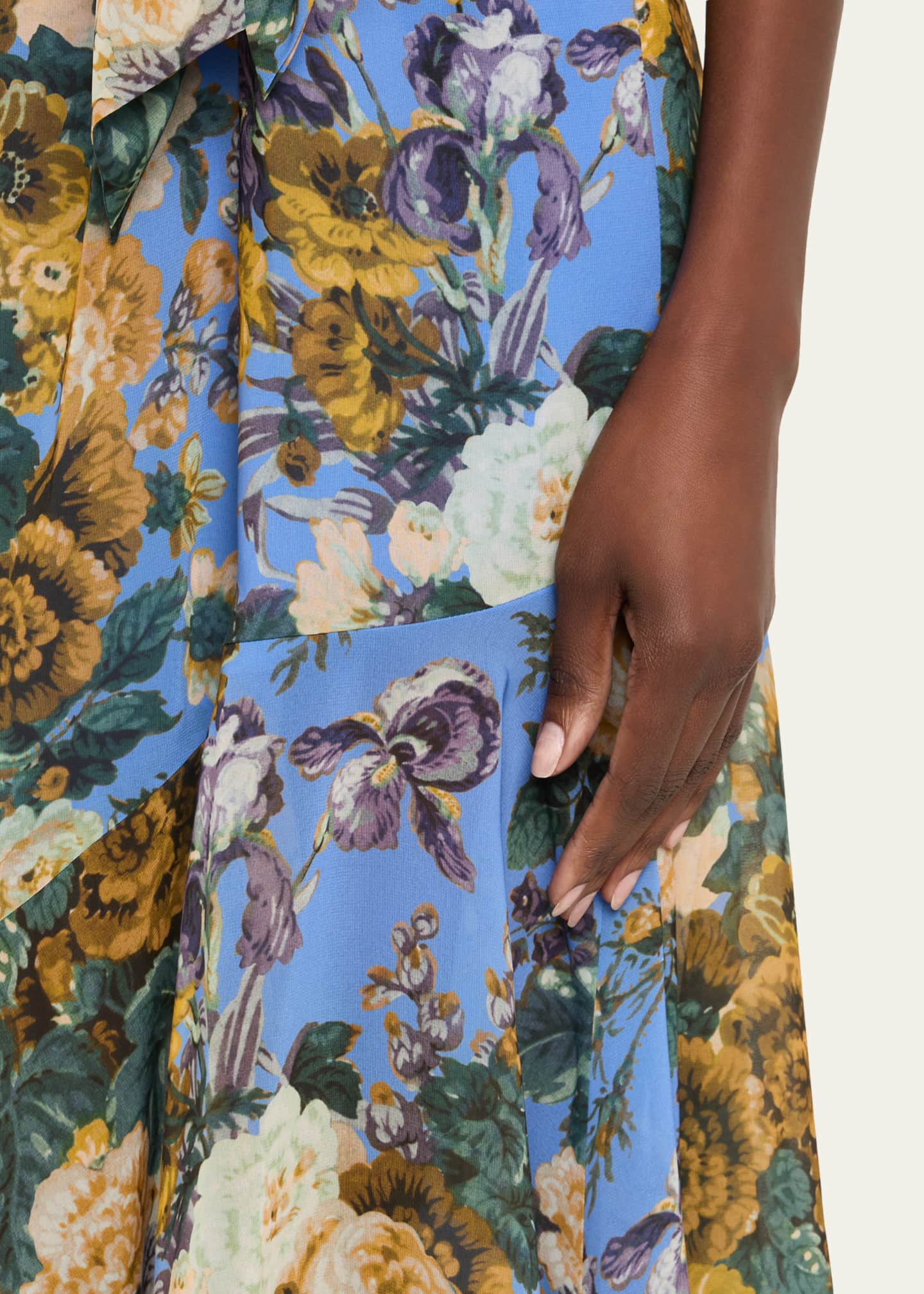 Kobi Halperin Emery Asymmetric Floral-Print Halter Midi Dress Image 5 of 5