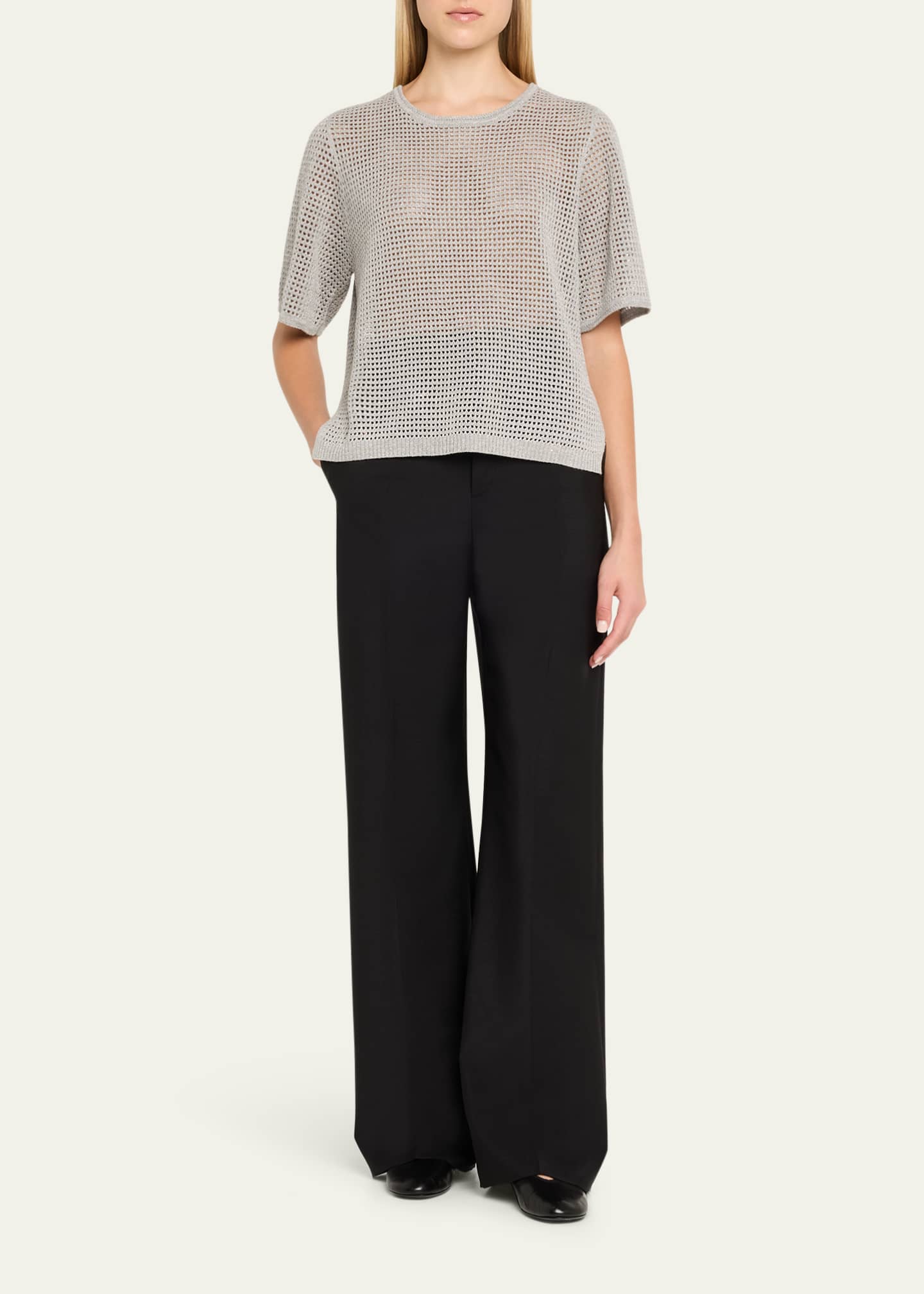 Kobi Halperin Crewneck Mesh-Knit Sweater Image 2 of 5