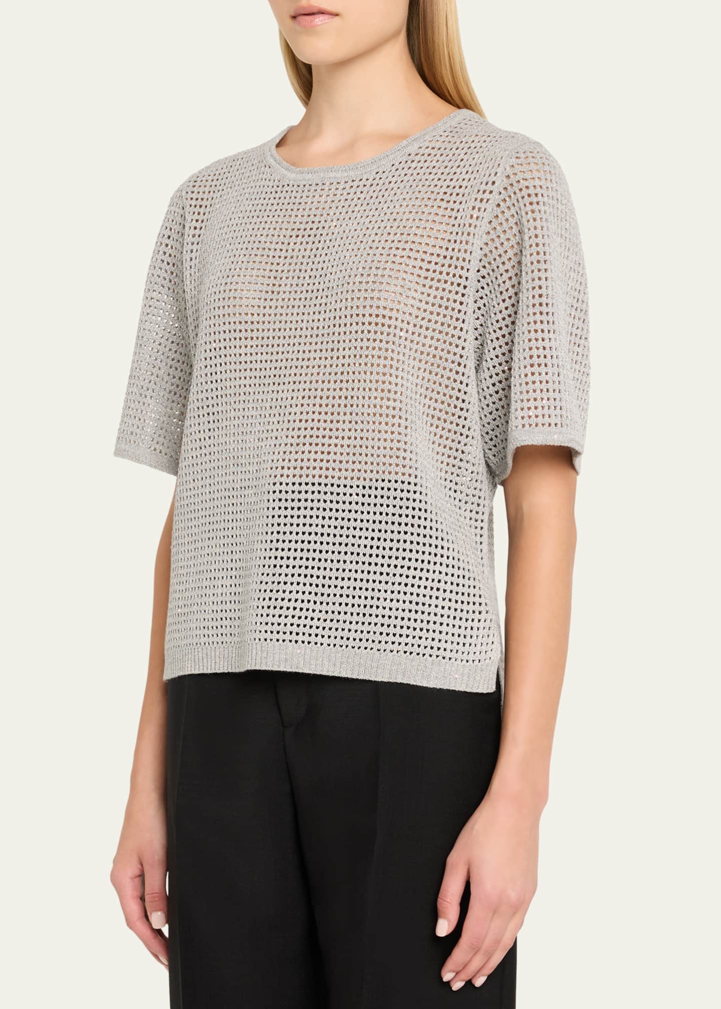Kobi Halperin Crewneck Mesh-Knit Sweater Image 4 of 5