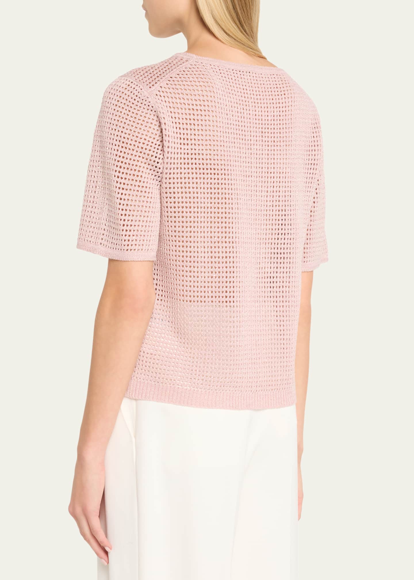 Crewneck Mesh-Knit Sweater