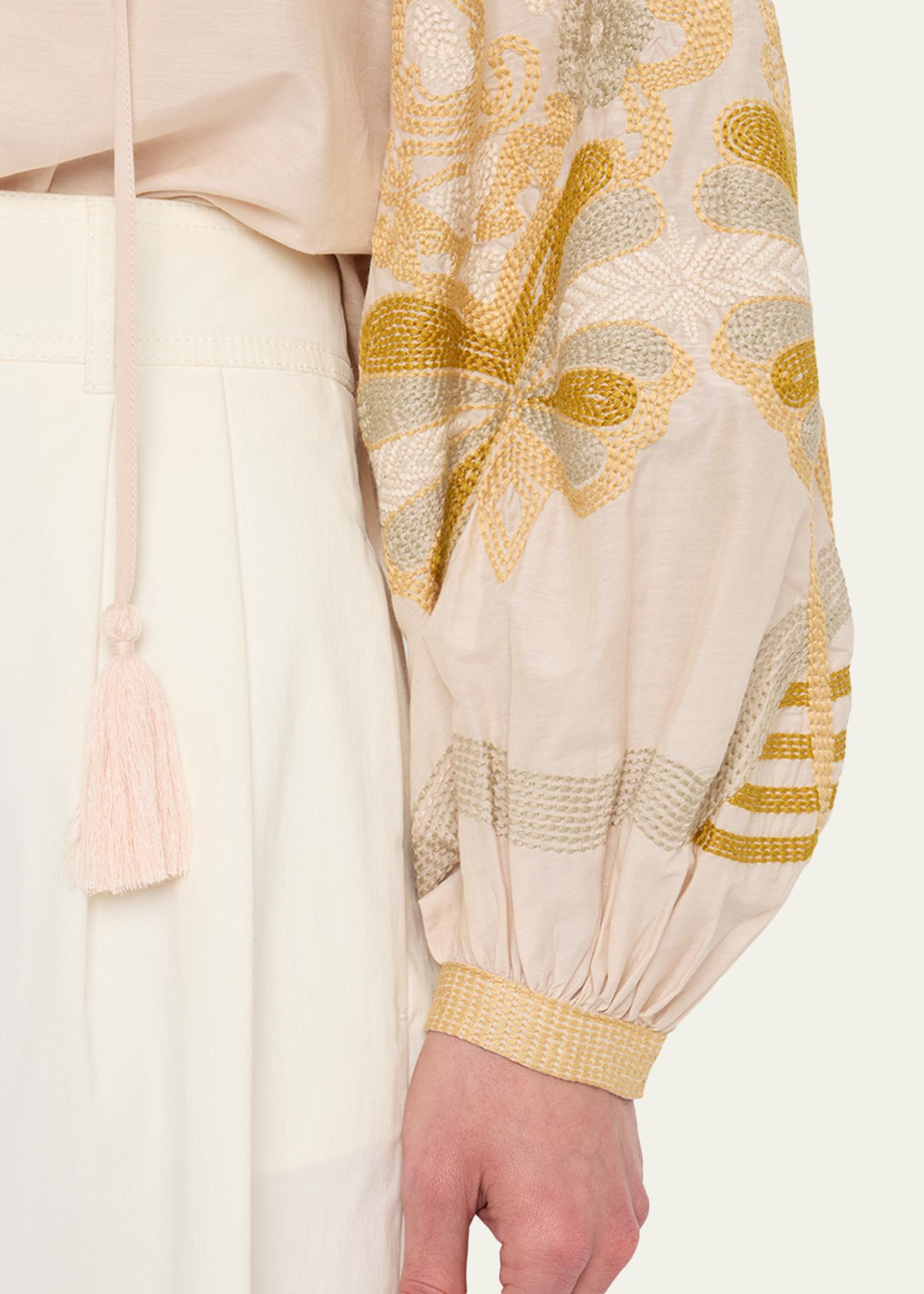 Kobi Halperin Addie Embroidered Cotton-Silk Blouse - Bergdorf Goodman