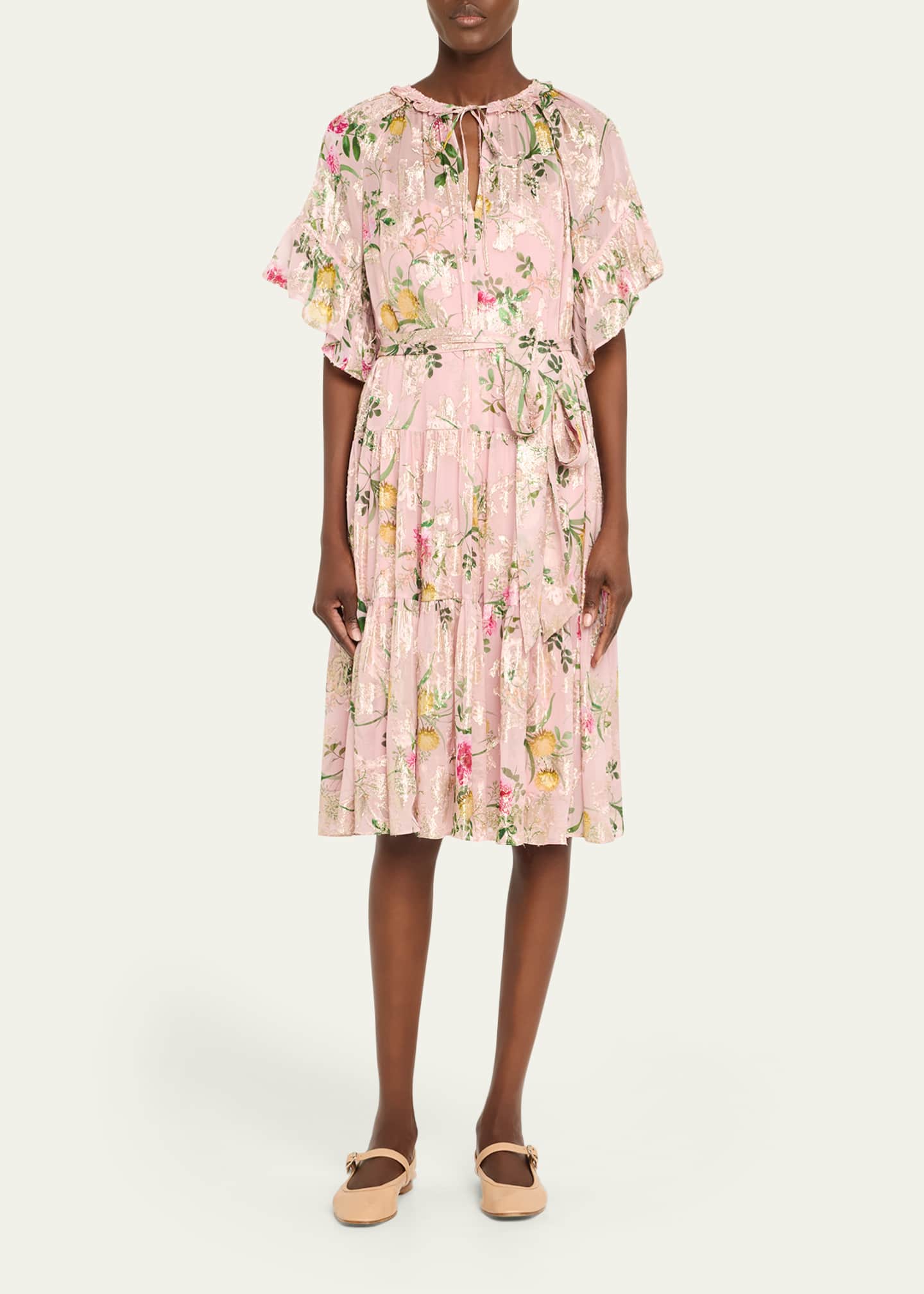 Kobi Halperin Chase Tiered Floral-Print Fil Coupe Dress Image 2 of 5