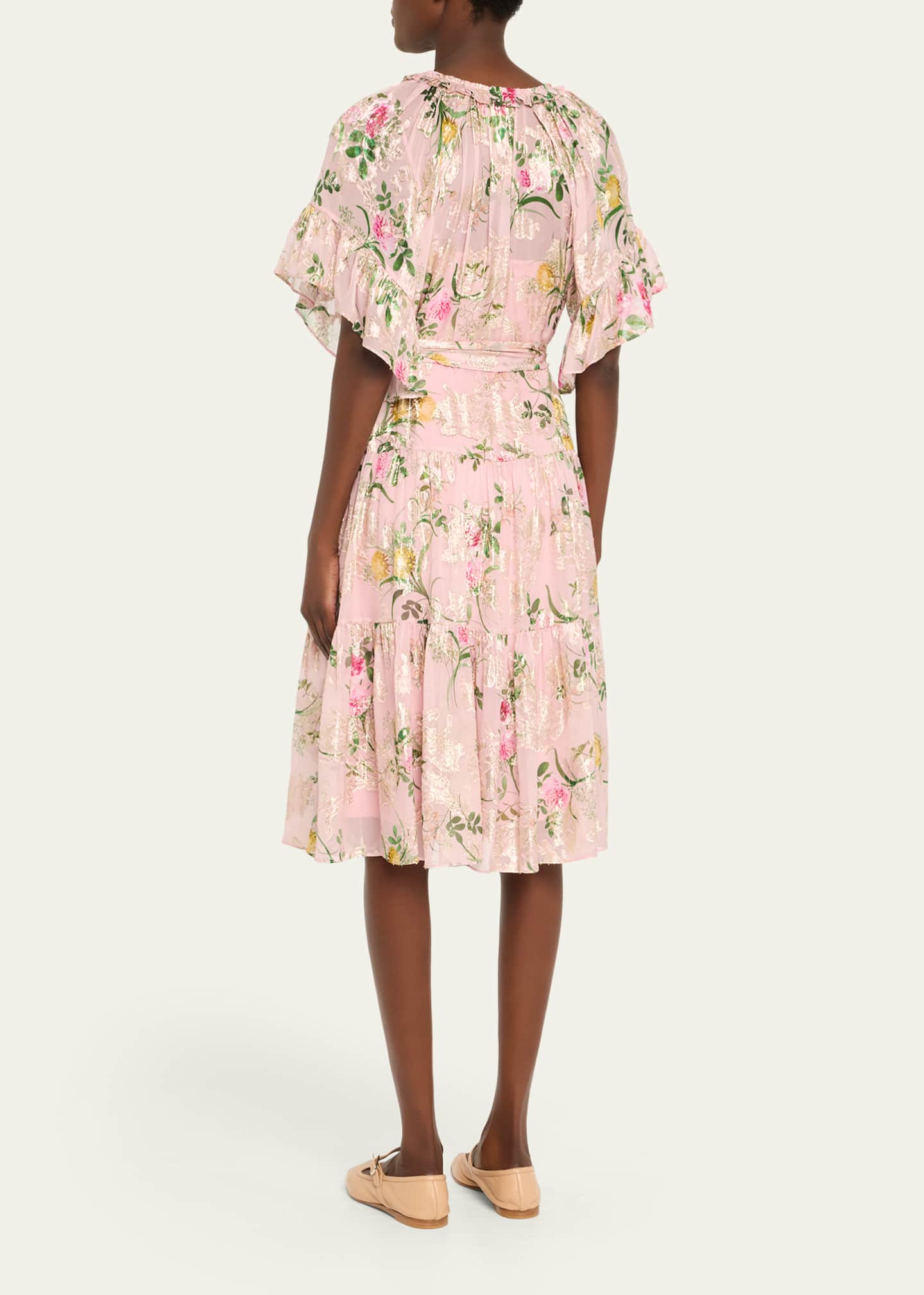 Kobi Halperin Chase Tiered Floral-Print Fil Coupe Dress Image 3 of 5