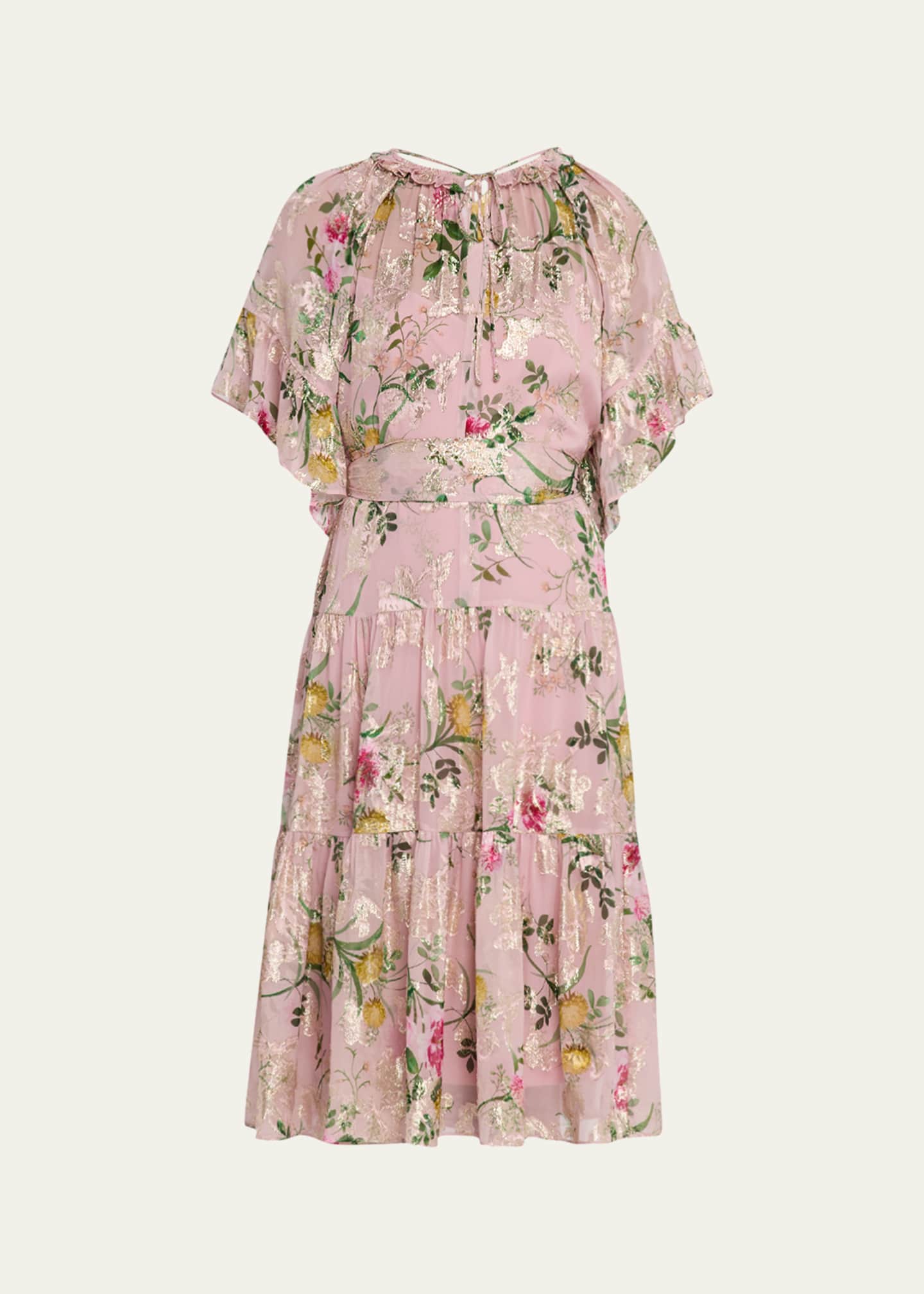 Kobi Halperin Chase Tiered Floral-Print Fil Coupe Dress Image 1 of 5