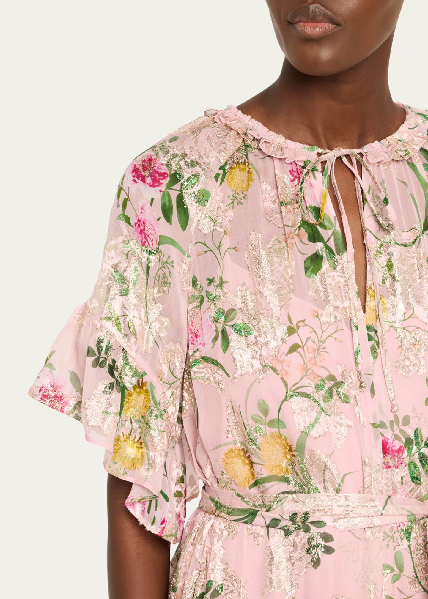 Kobi Halperin Chase Tiered Floral-Print Fil Coupe Dress Image 5 of 5