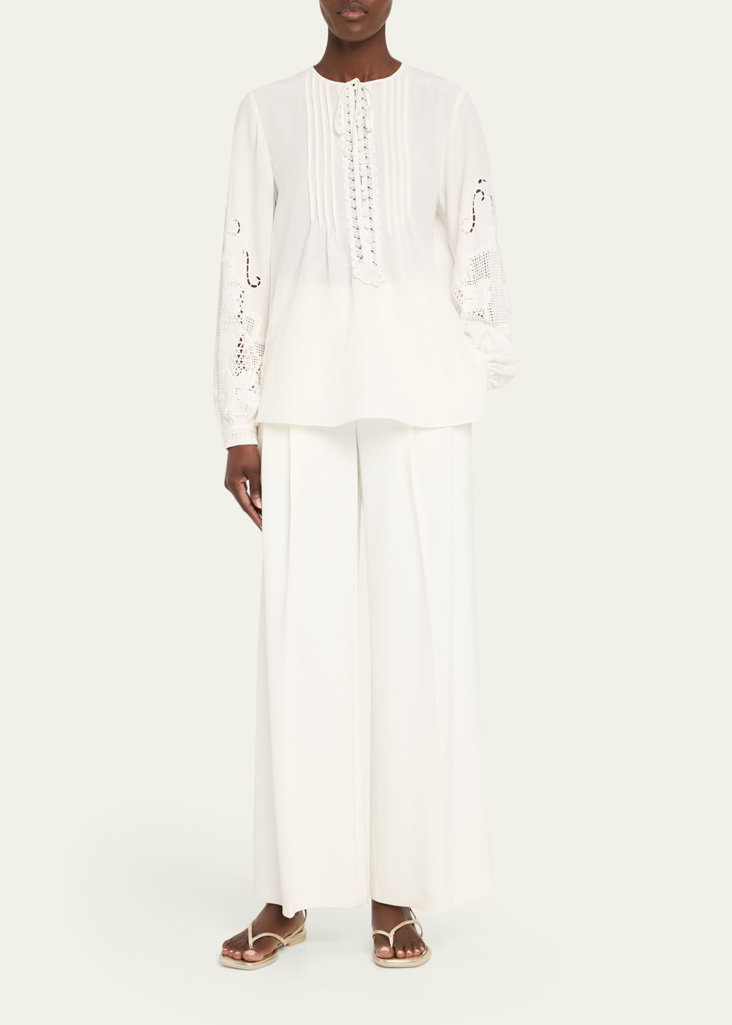 Kobi Halperin Juni Pintuck Lace-Inset Blouse Image 2 of 5