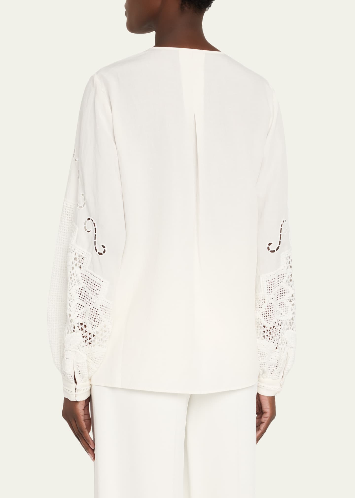 Kobi Halperin Juni Pintuck Lace-Inset Blouse Image 3 of 5