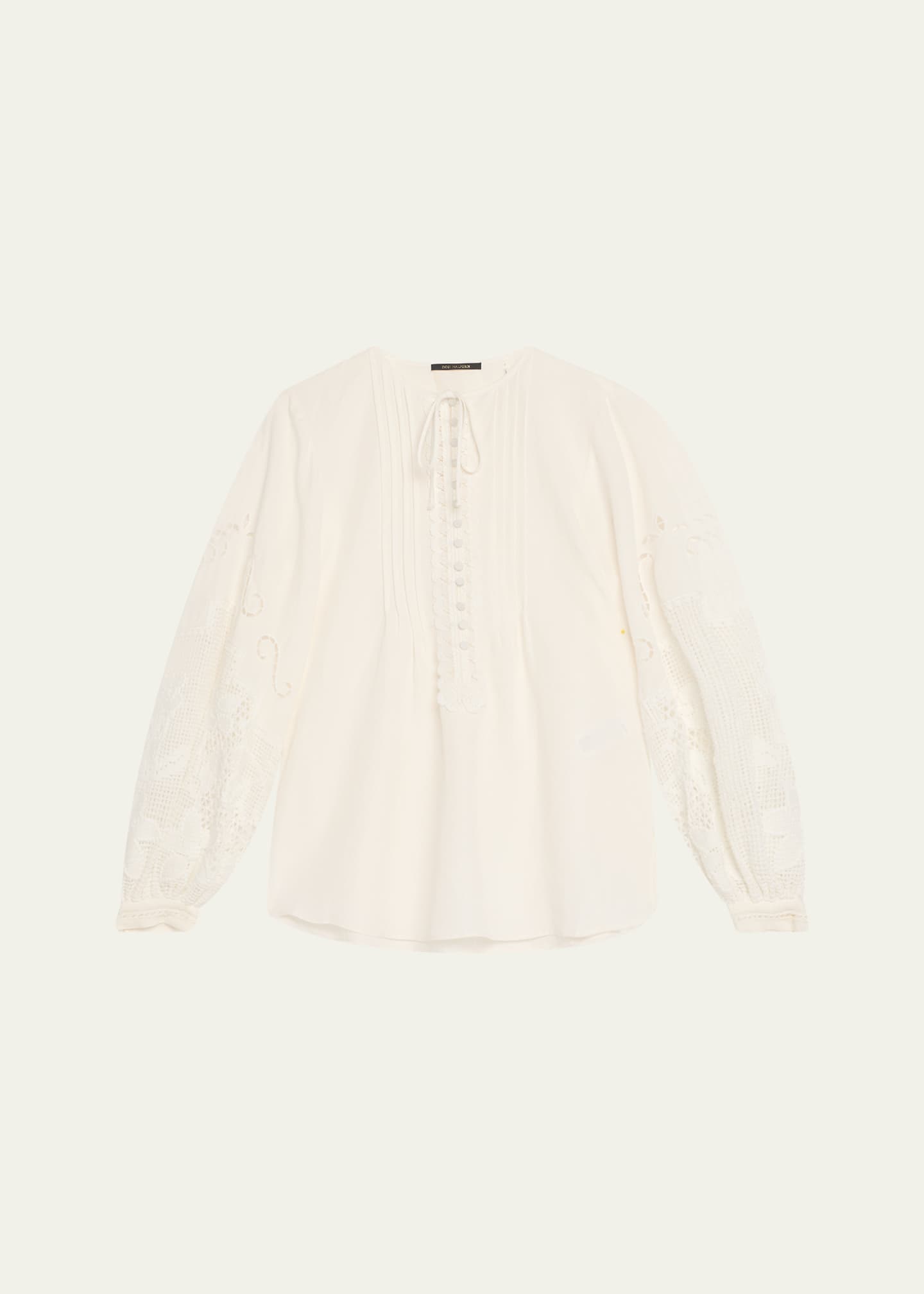 Kobi Halperin Juni Pintuck Lace-Inset Blouse Image 1 of 5