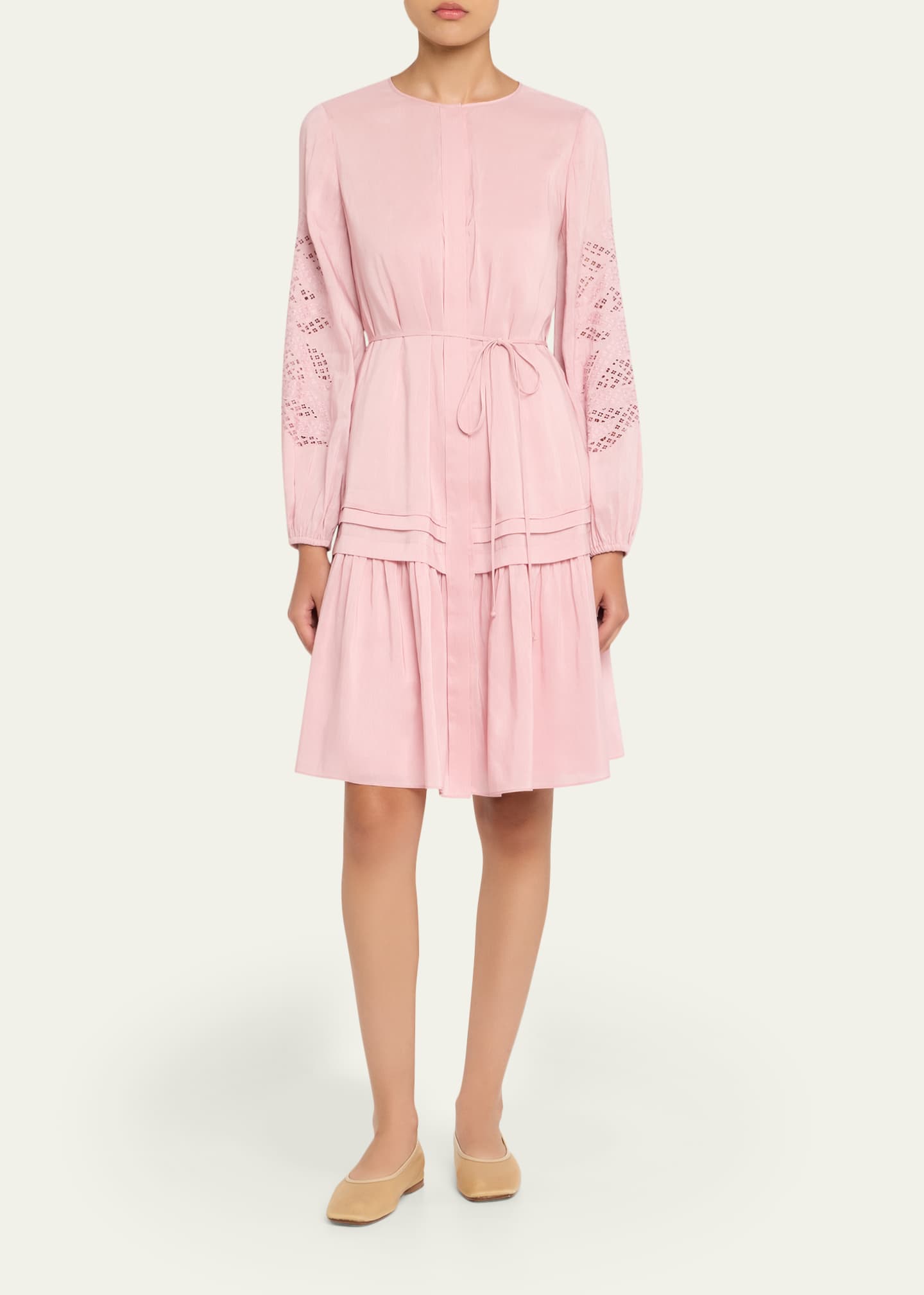Kobi Halperin Carrie Eyelet-Embroidered Flounce Midi Dress Image 2 of 5