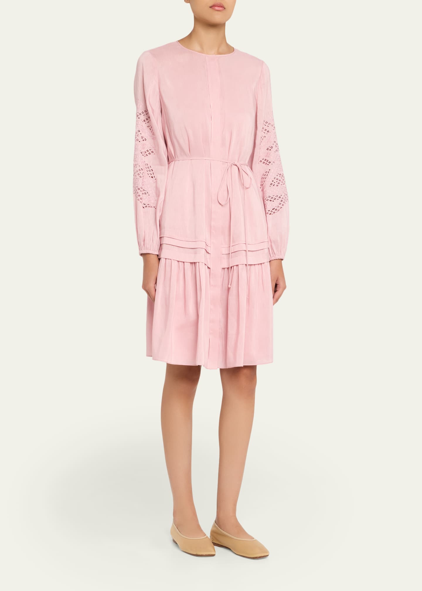 Kobi Halperin Carrie Eyelet-Embroidered Flounce Midi Dress Image 4 of 5