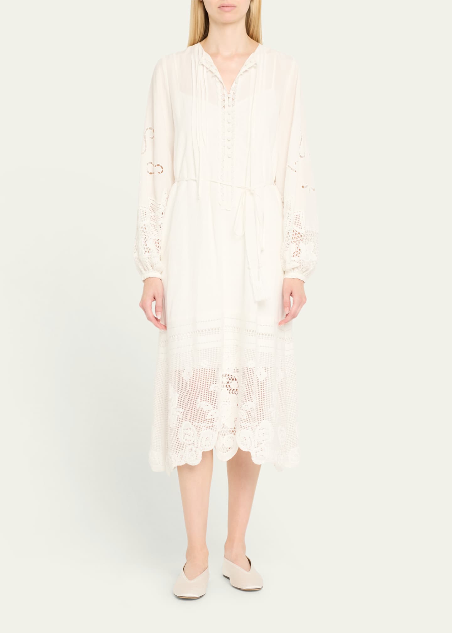 pintuck lace dress Evelyn Cotton Pintuck Maxi Dress Large