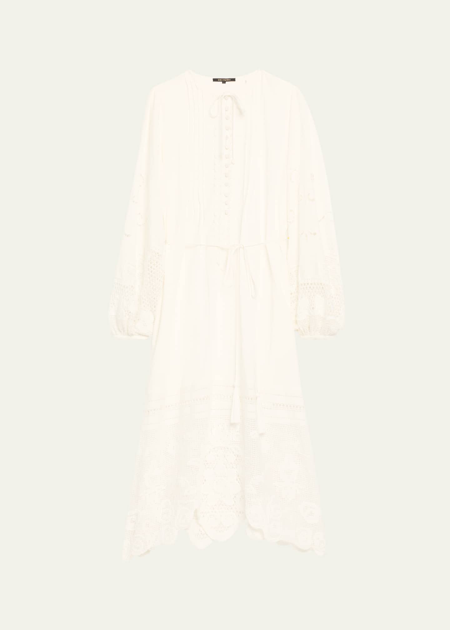 pintuck lace dress Evelyn Cotton Pintuck Maxi Dress Large