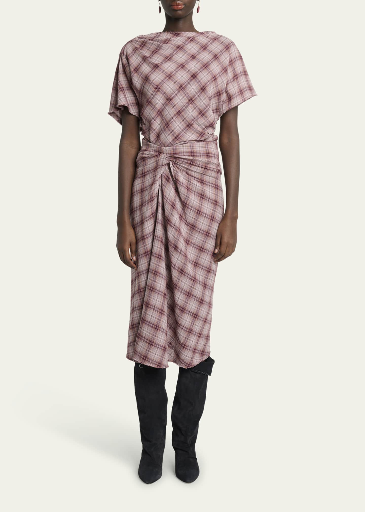 Etoile Isabel Marant Nicole Plaid Midi Skirt Image 2 of 5