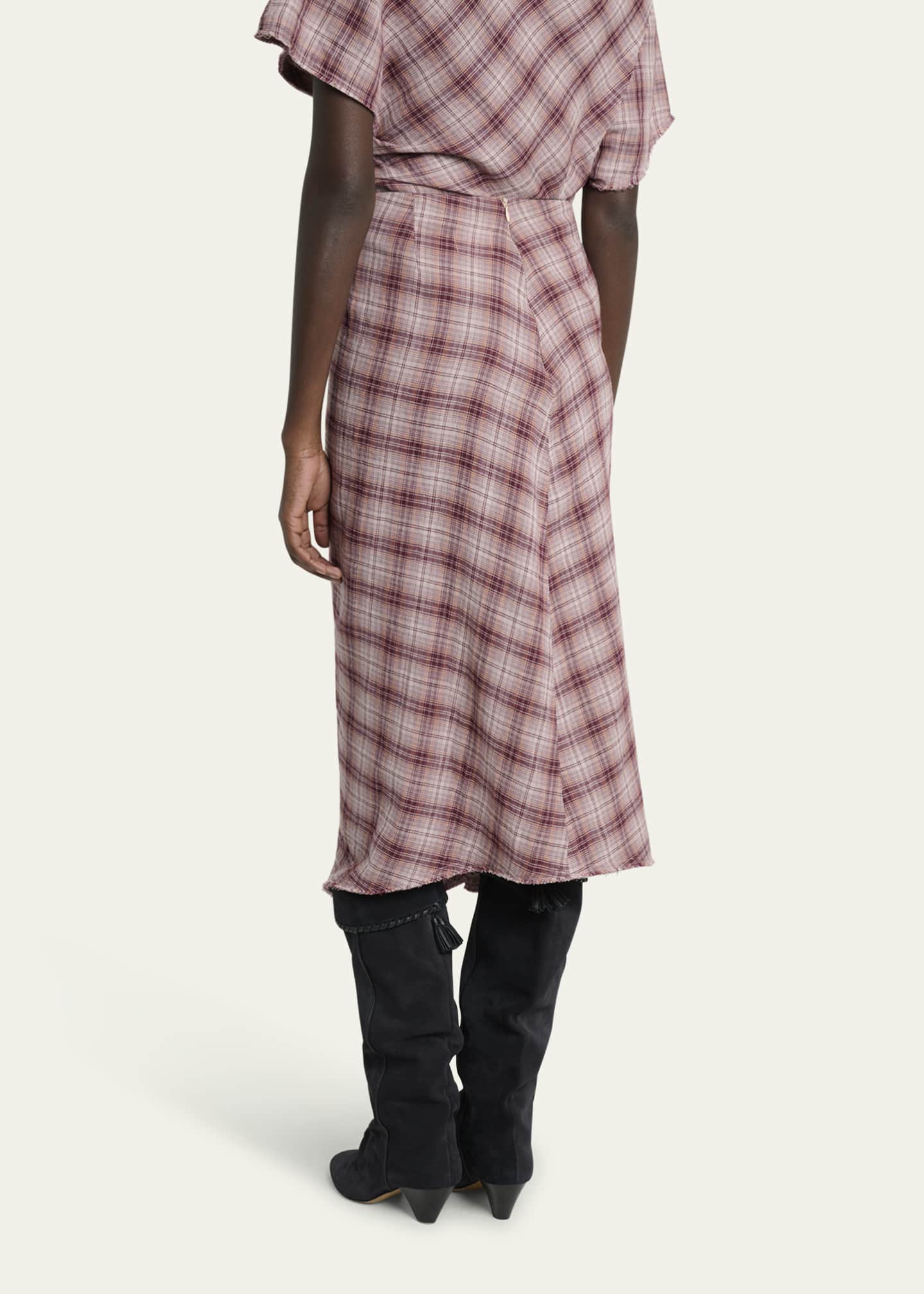 Etoile Isabel Marant Nicole Plaid Midi Skirt Image 3 of 5