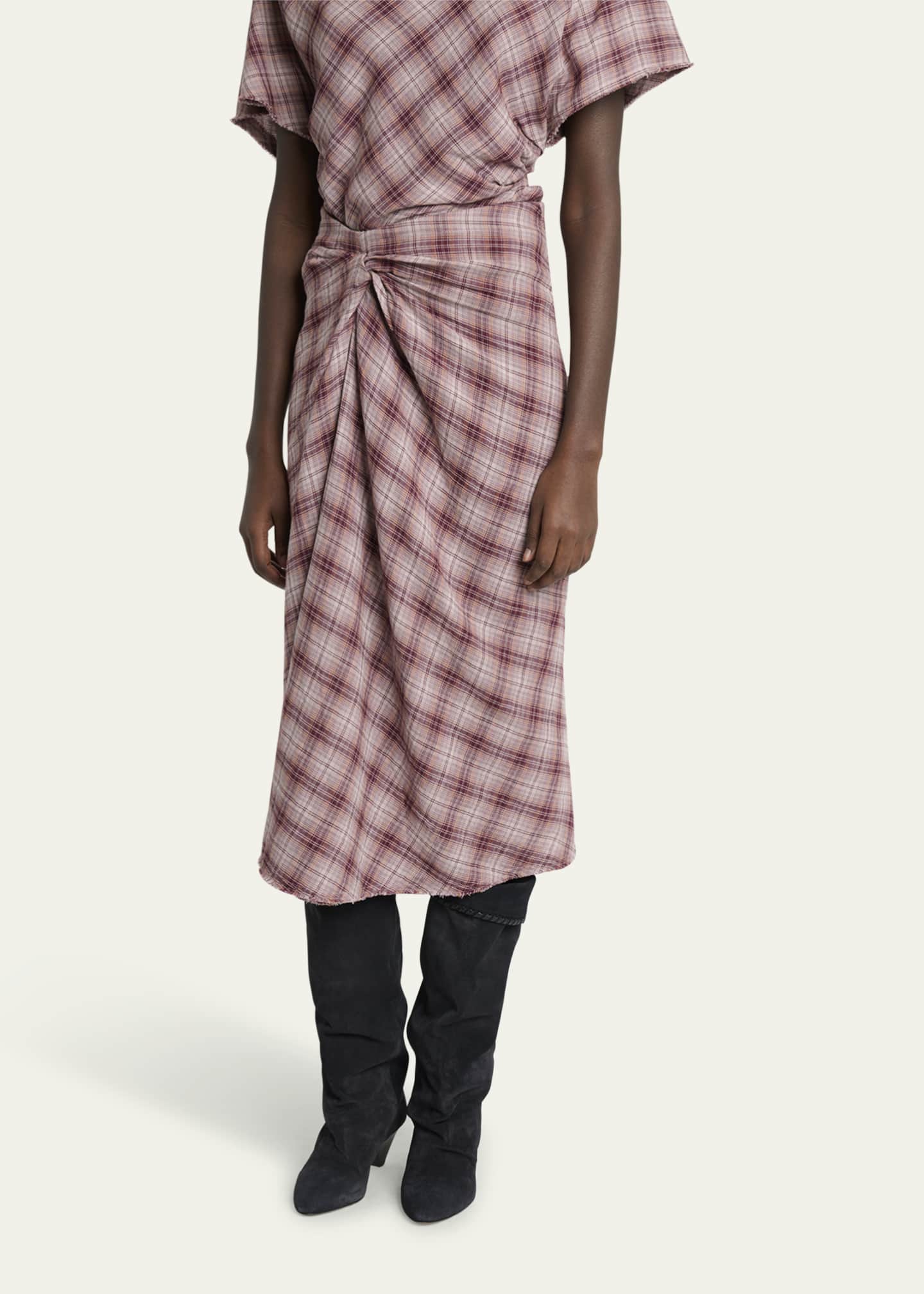 Etoile Isabel Marant Nicole Plaid Midi Skirt Image 4 of 5