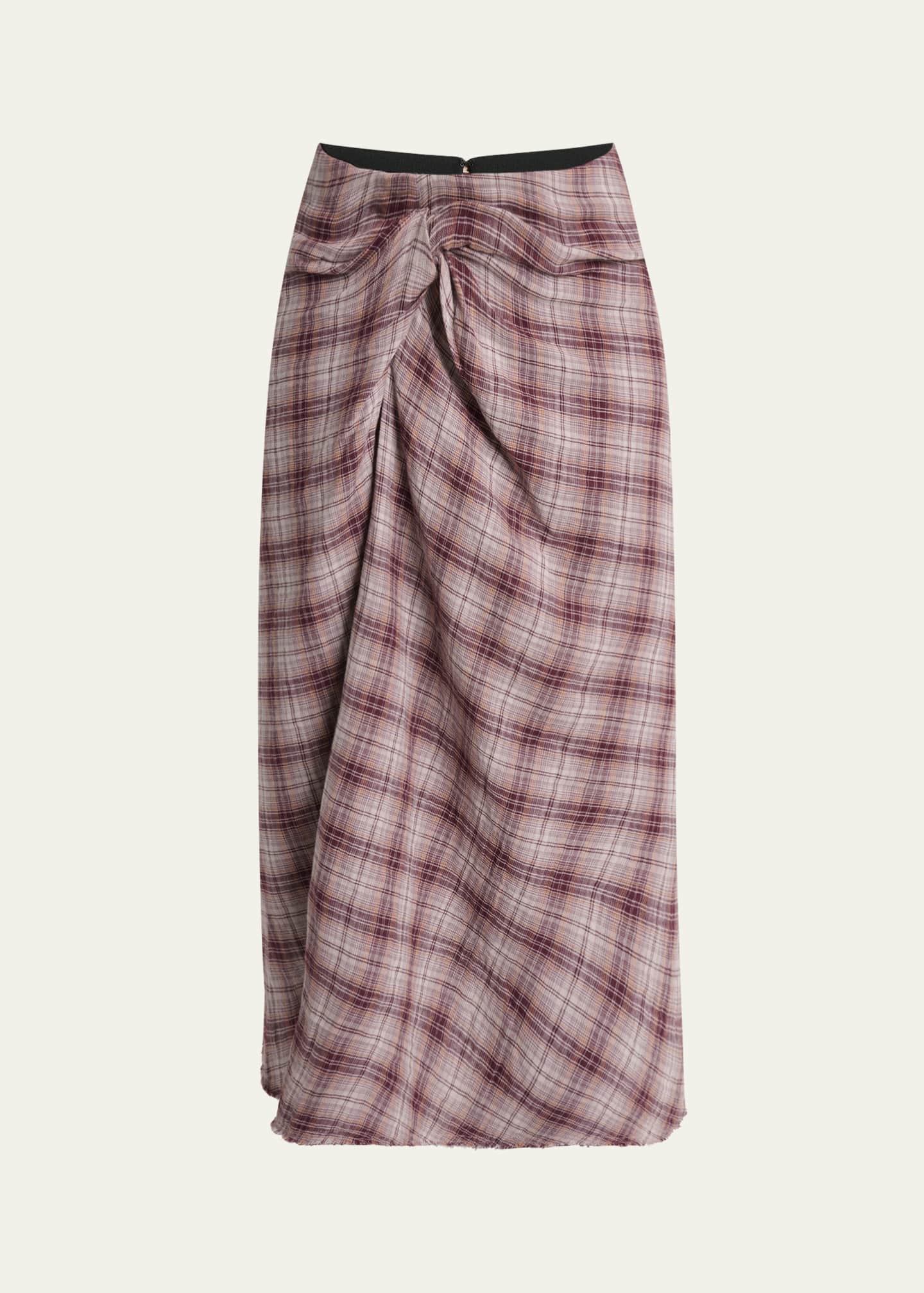 Etoile Isabel Marant Nicole Plaid Midi Skirt Image 1 of 5