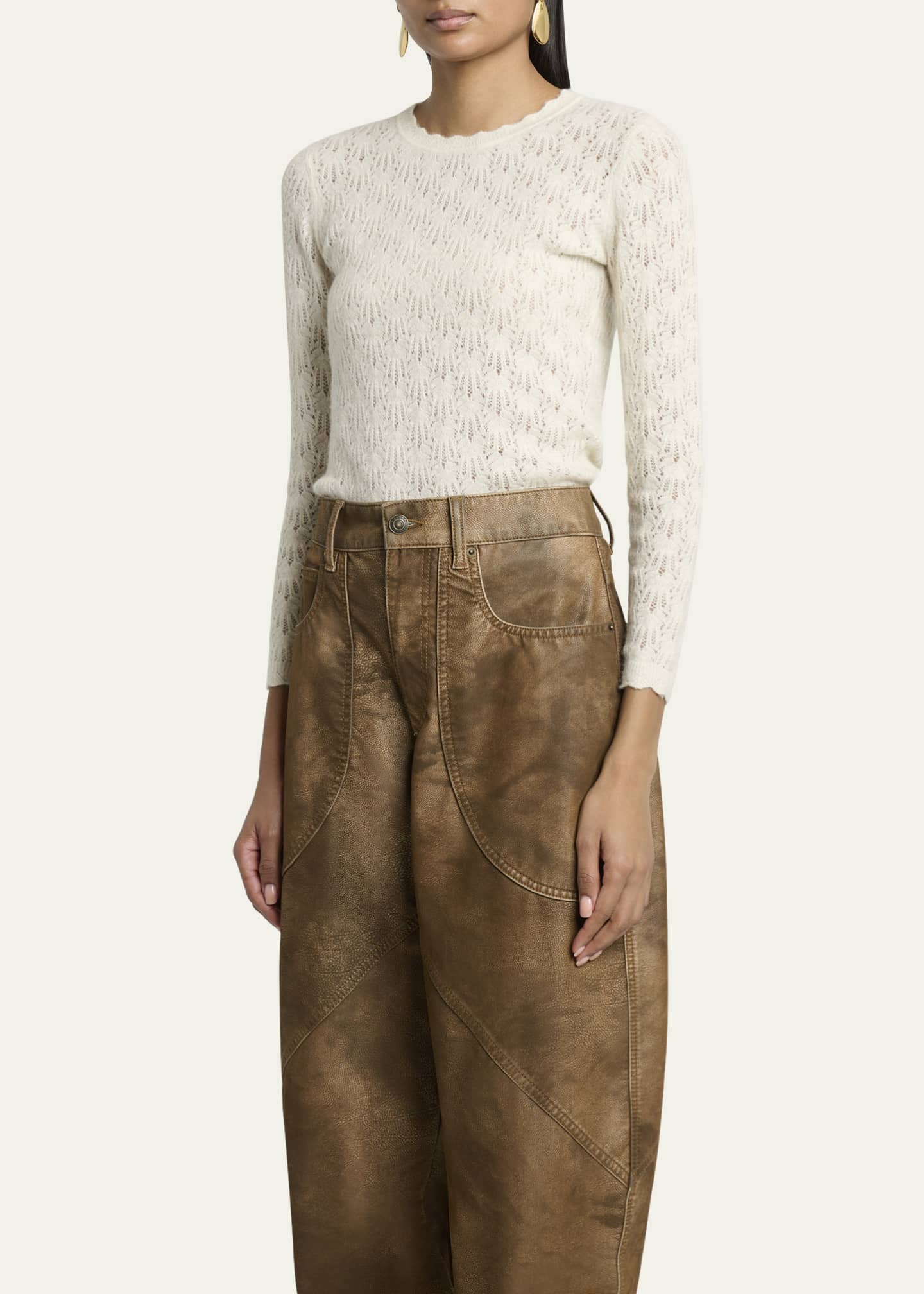 Etoile Isabel Marant Obeline Pointelle Crewneck Sweater Image 4 of 5