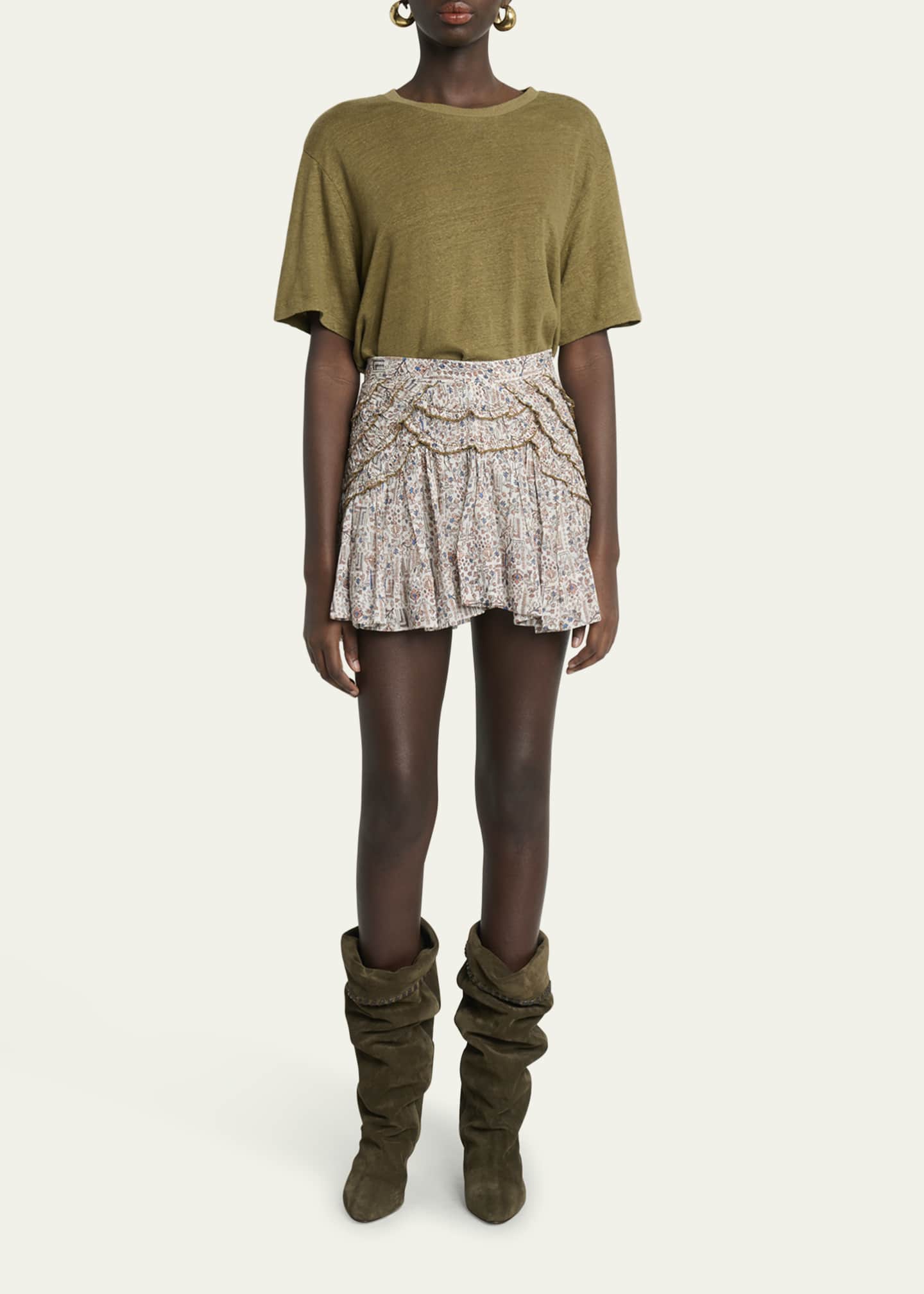 Etoile Isabel Marant Ceola Printed Ruffle Mini Skirt Image 2 of 5