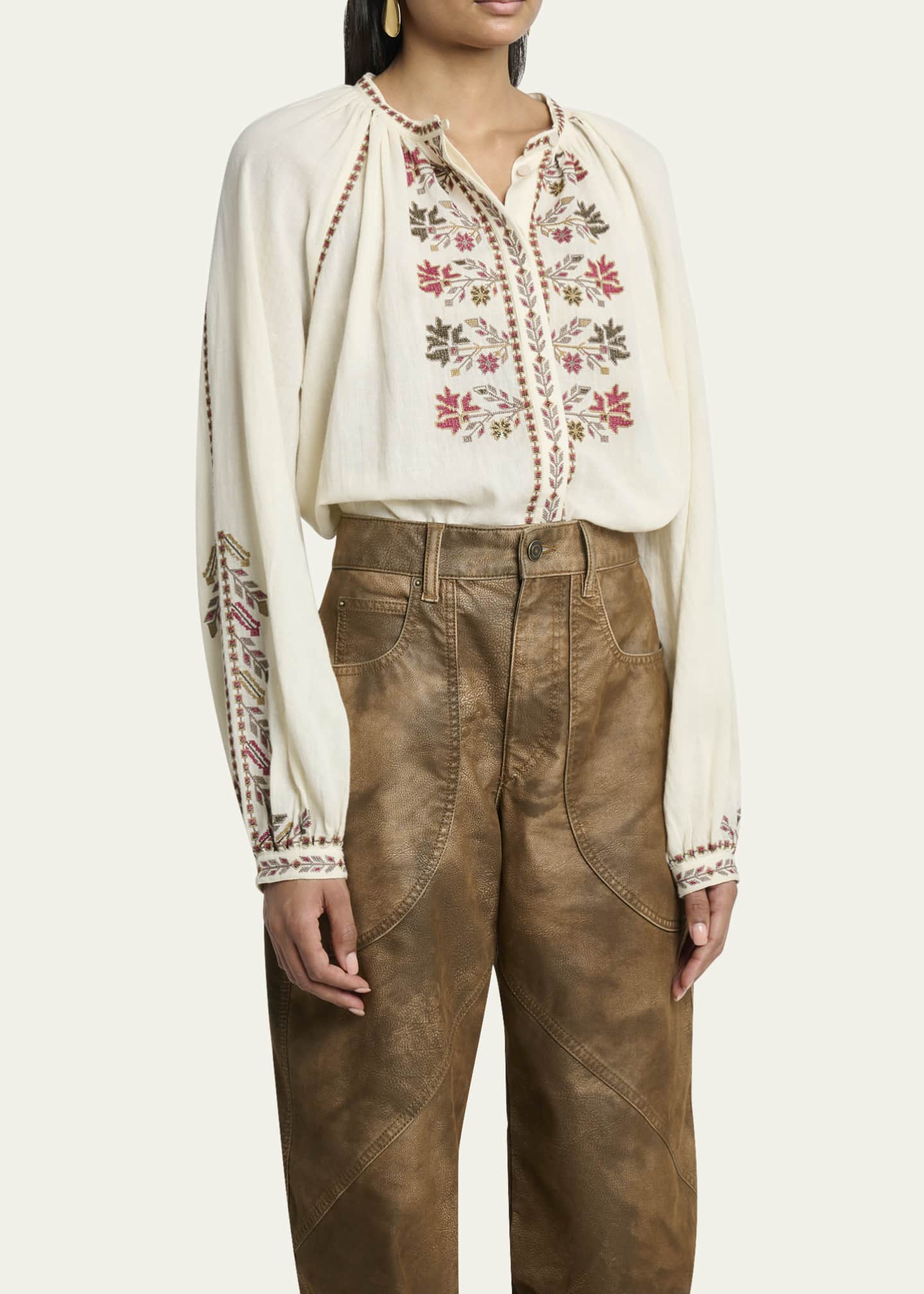 Isabel Marant étoile/ 長袖ブラウス Etoile Isabel Marant Lynne Embroidered Long-Sleeve Blouse