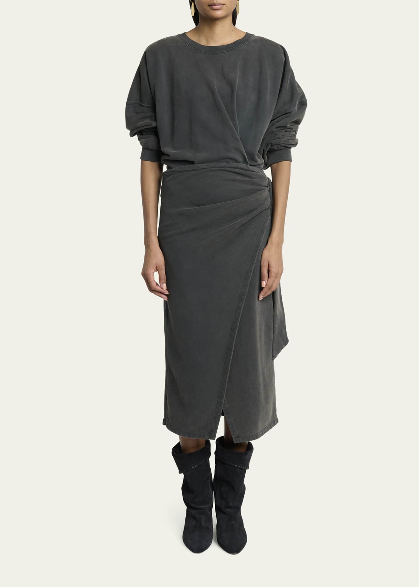 Etoile Isabel Marant Sandrina Draped Sweatshirt Dress Image 2 of 5