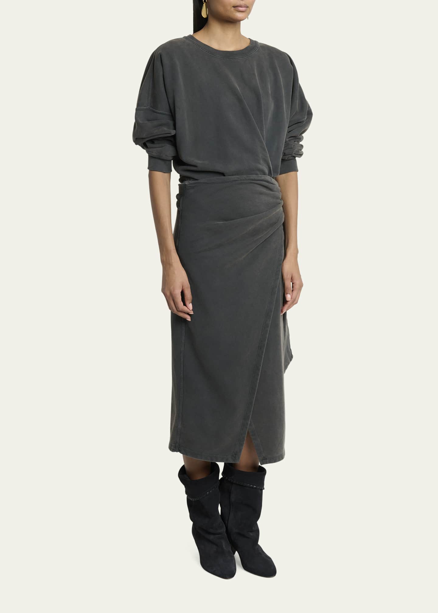Etoile Isabel Marant Sandrina Draped Sweatshirt Dress Image 4 of 5