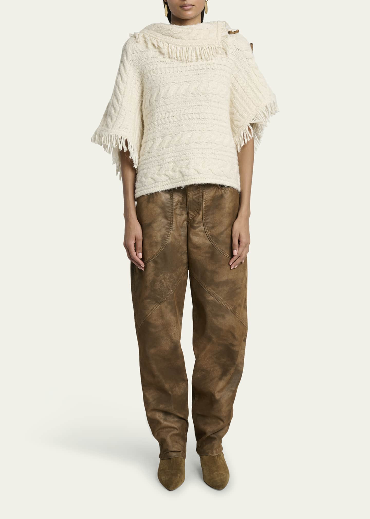 Blanche Fringe Cable-Knit Sweater