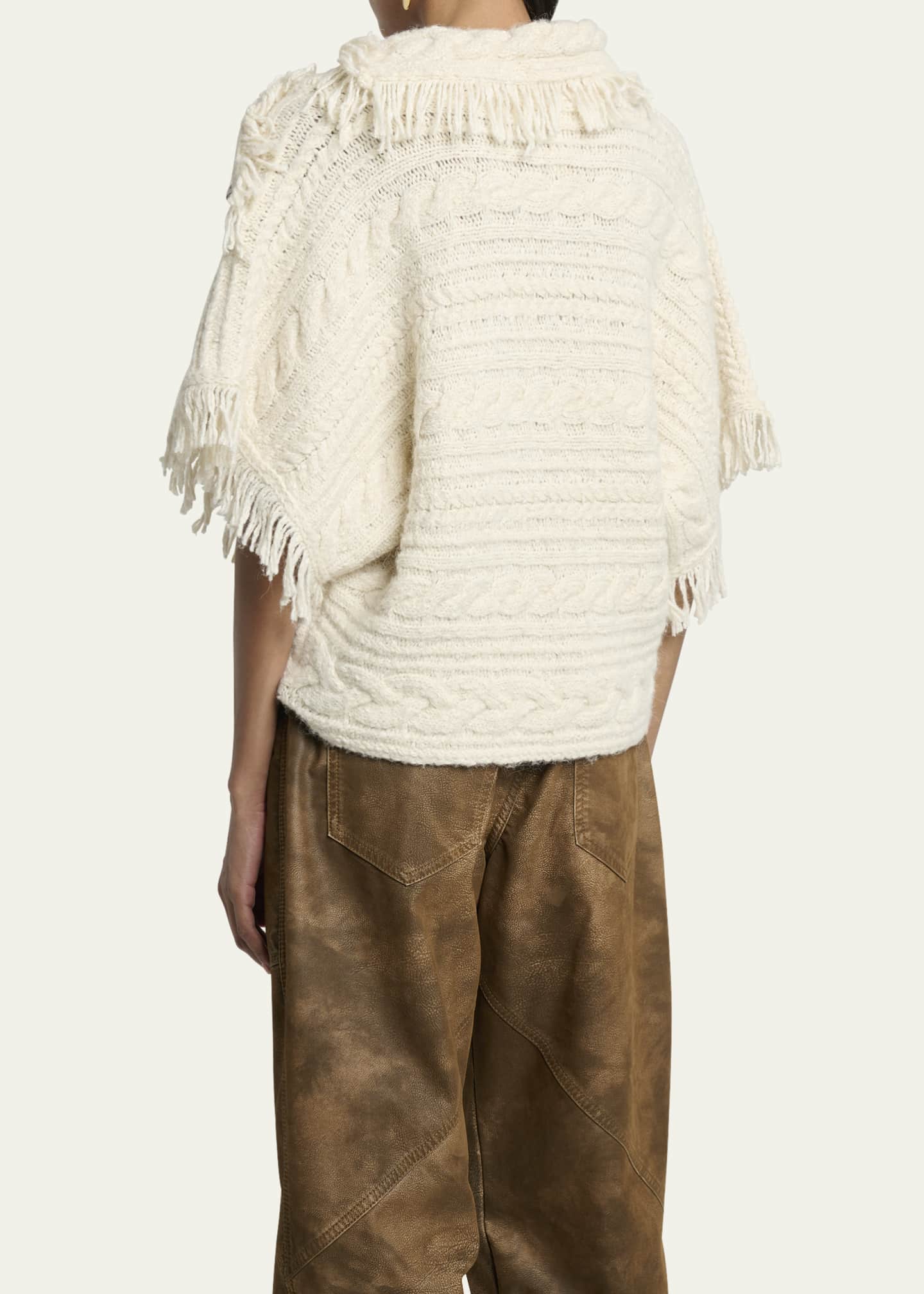 Blanche Fringe Cable-Knit Sweater