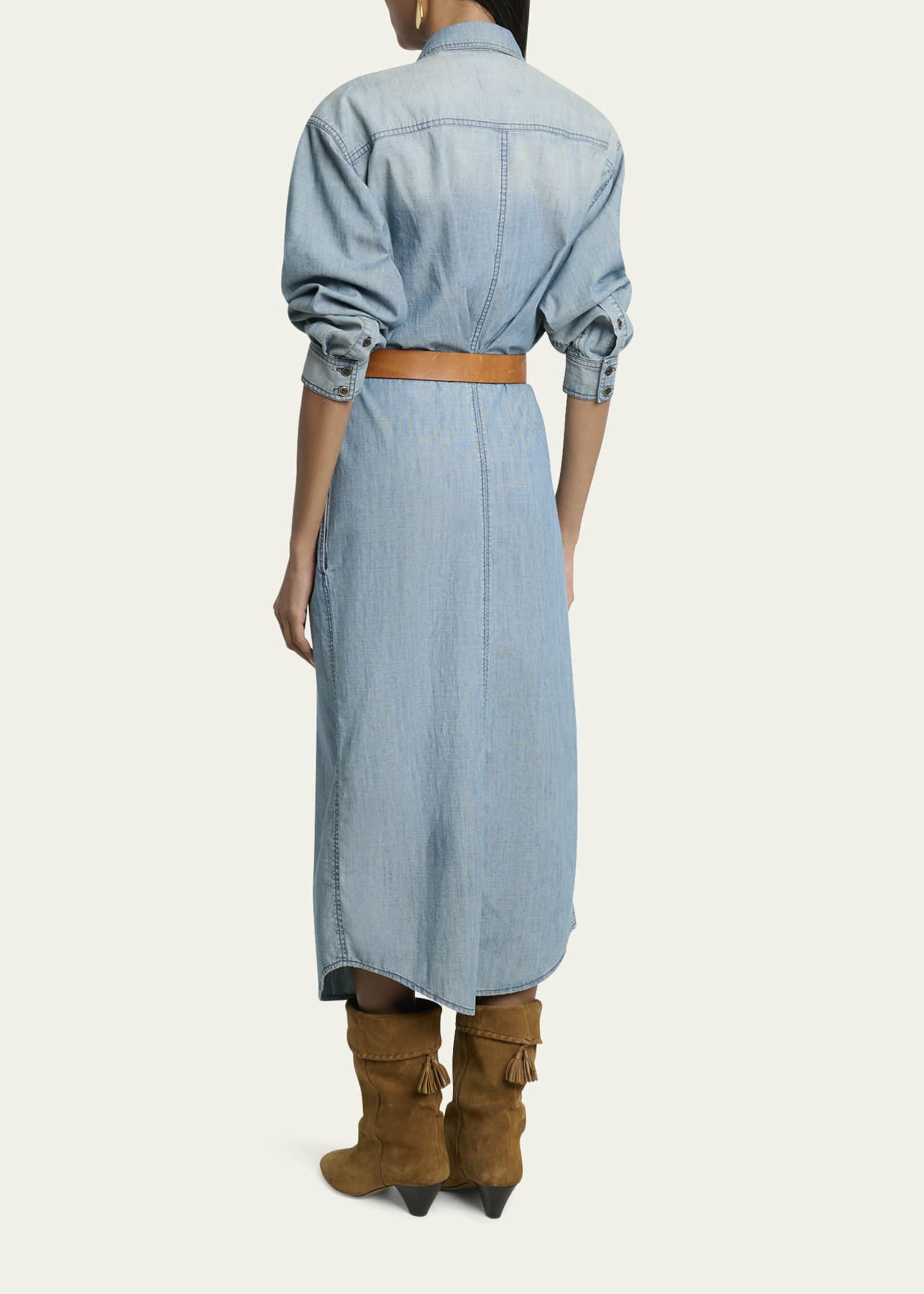 Etoile Isabel Marant Nolwen Long-Sleeve Denim Shirtdress Image 3 of 5