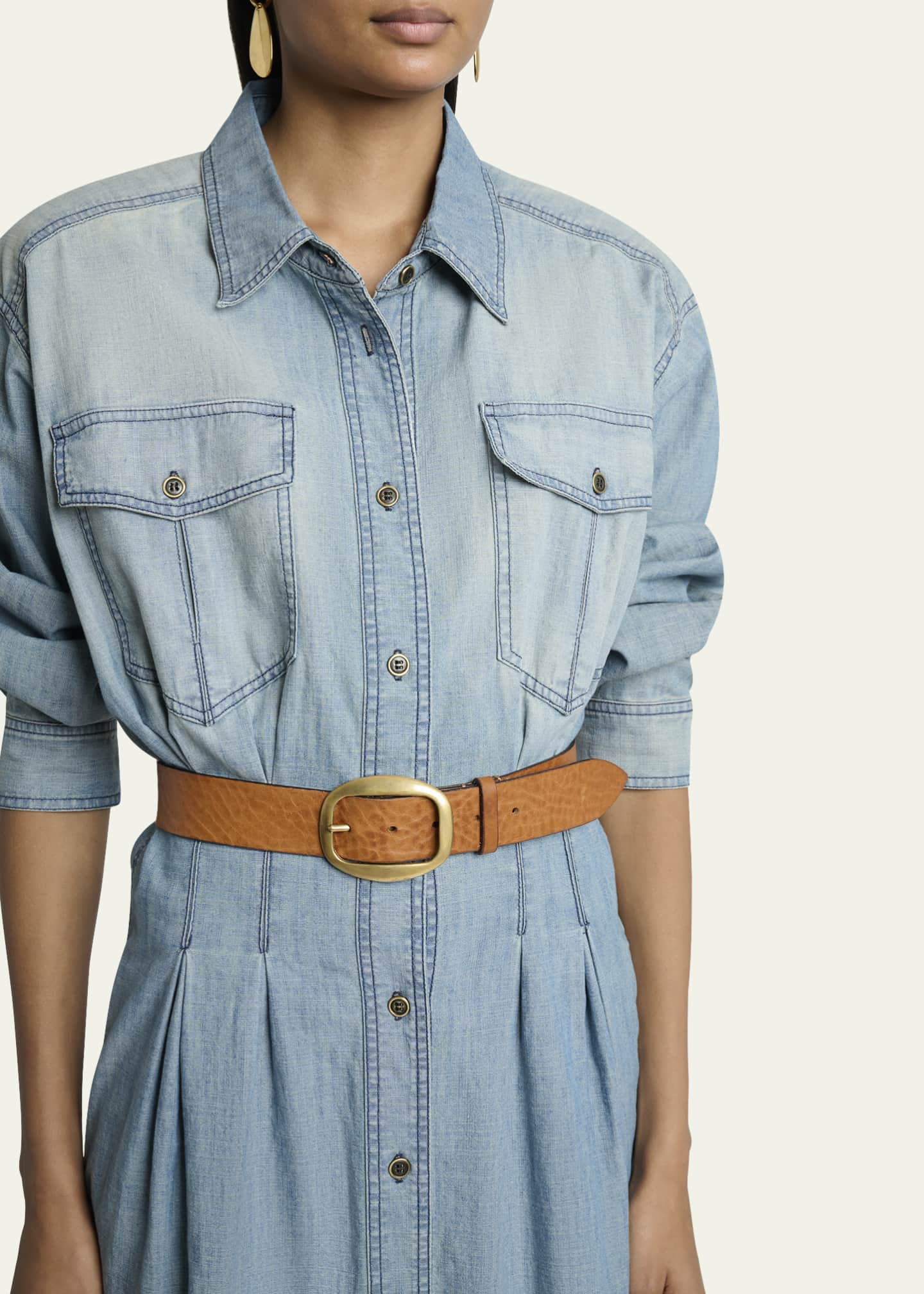 Etoile Isabel Marant Nolwen Long-Sleeve Denim Shirtdress Image 5 of 5