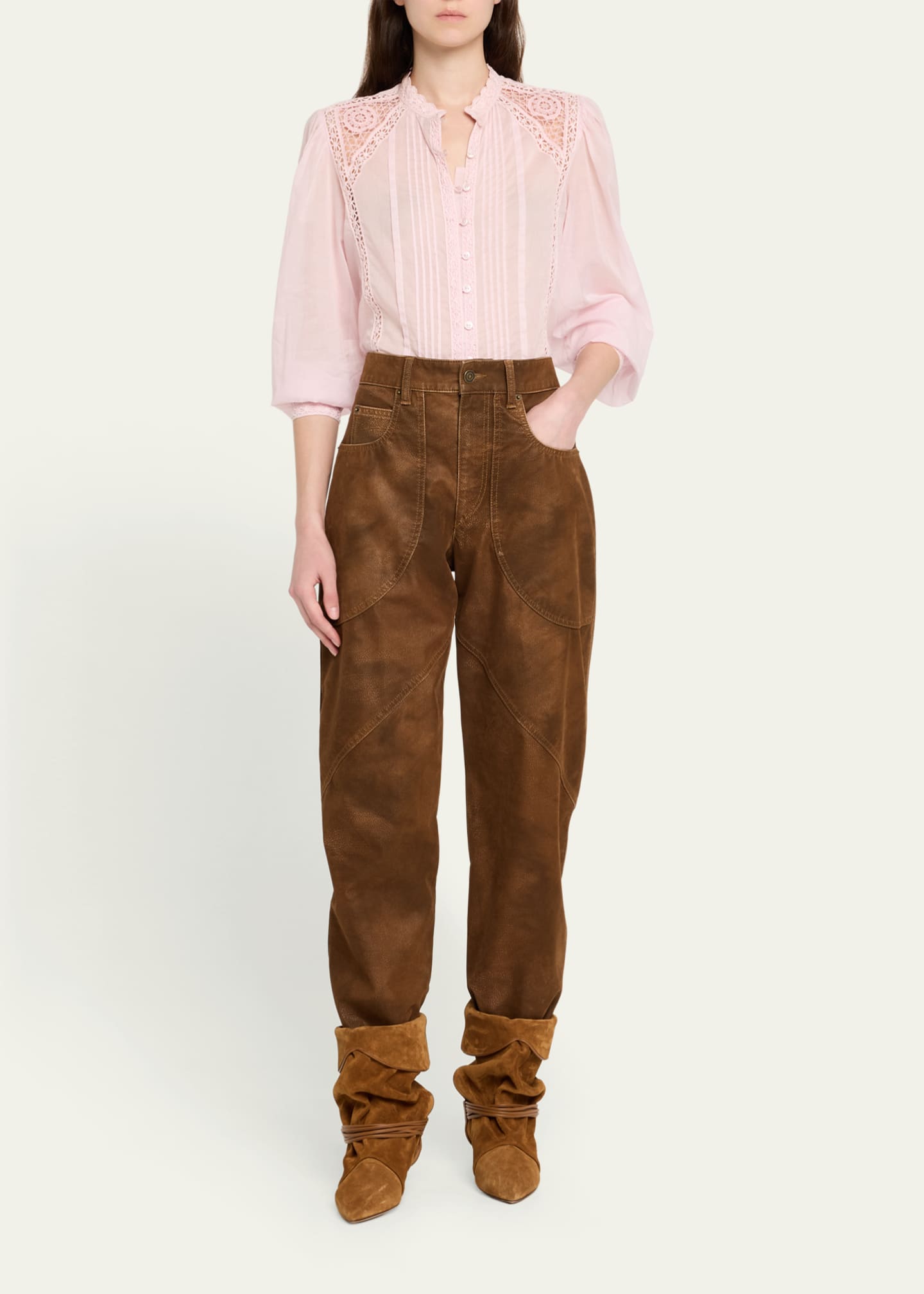 Etoile Isabel Marant Greicy Long-Sleeve Lace Blouse Image 2 of 5