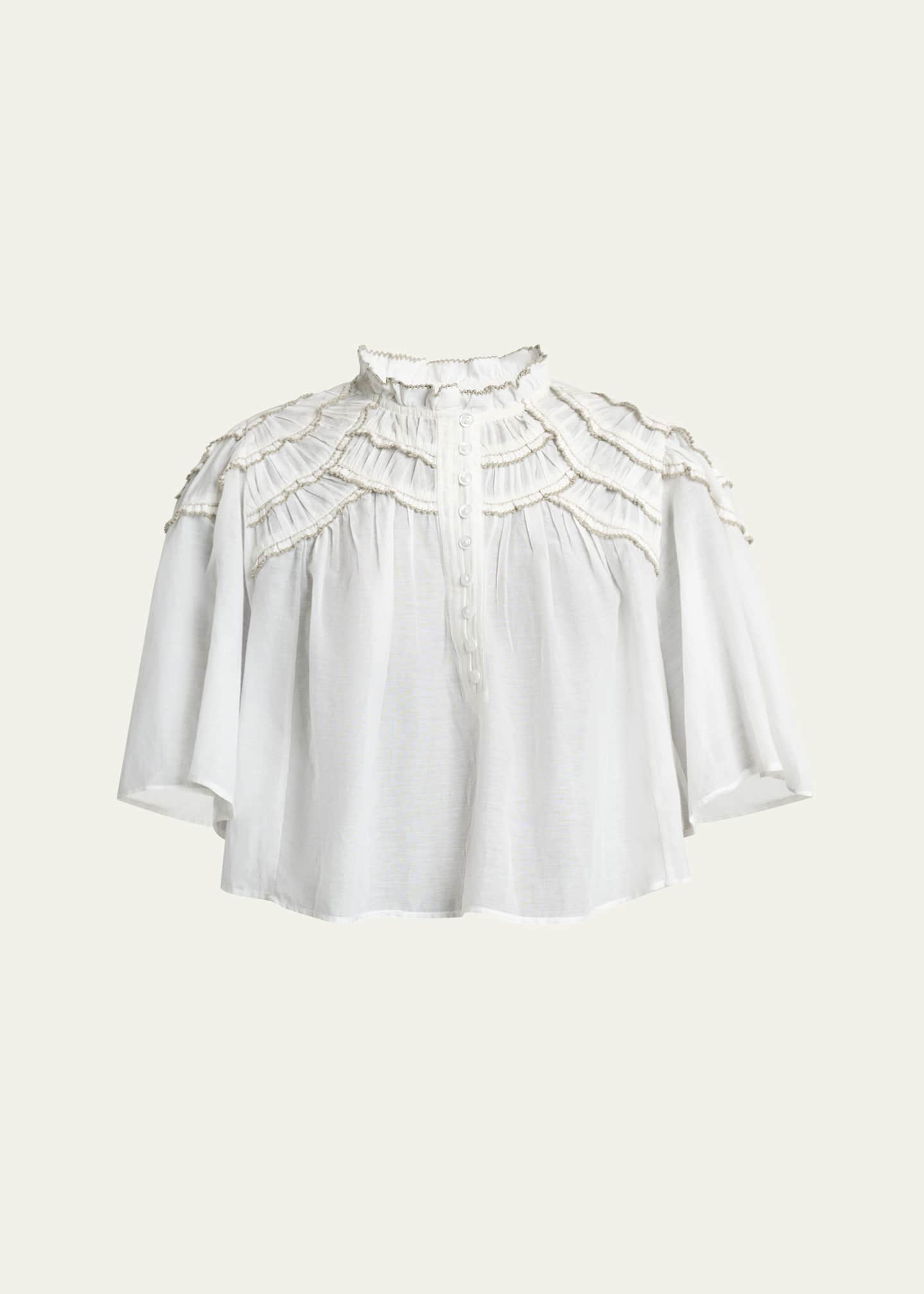 Etoile Isabel Marant Carmen Ruffled Short-Sleeve Blouse Image 1 of 5