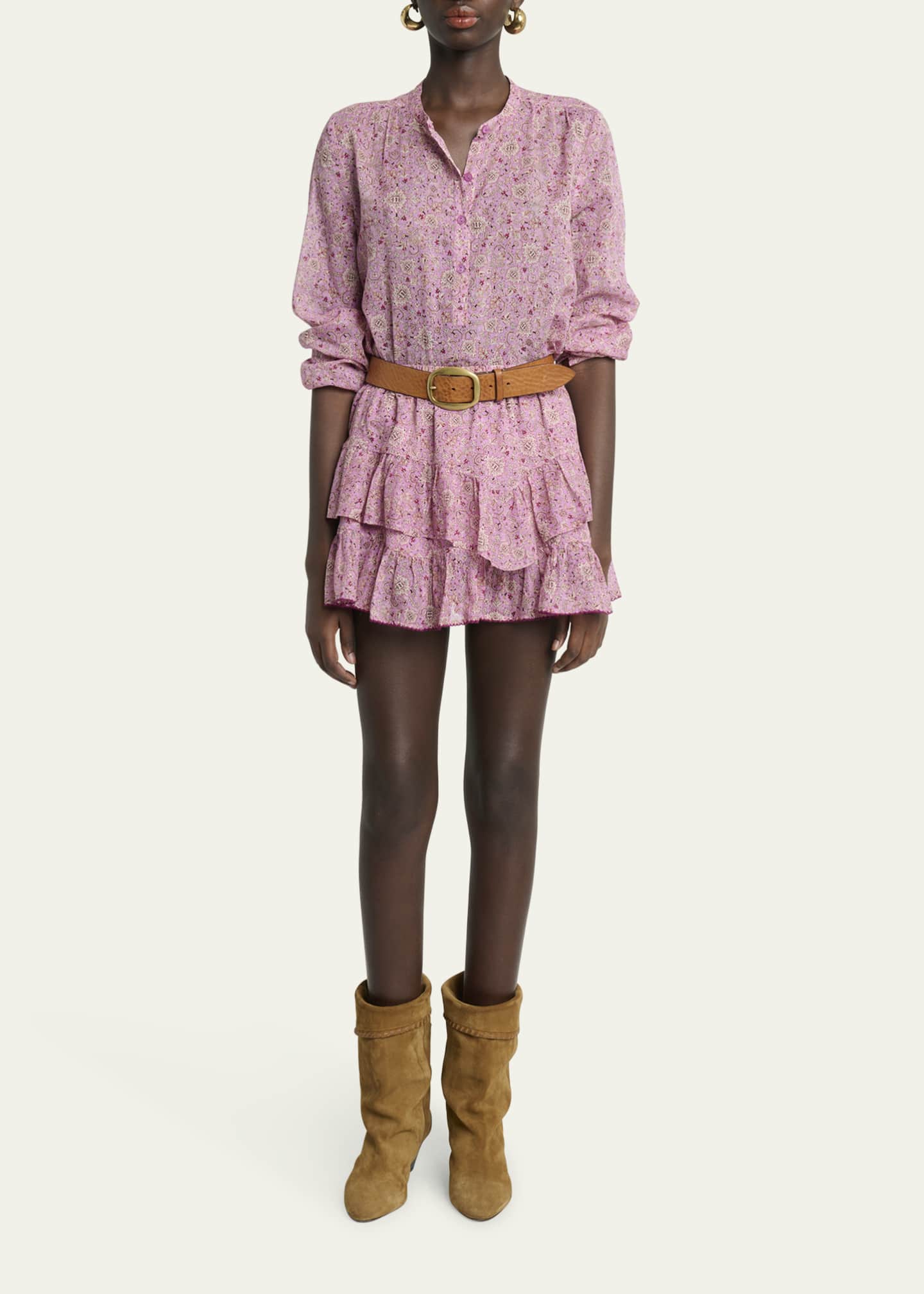 Etoile Isabel Marant Jocadia Tiered Cotton Mini Skirt Image 2 of 5