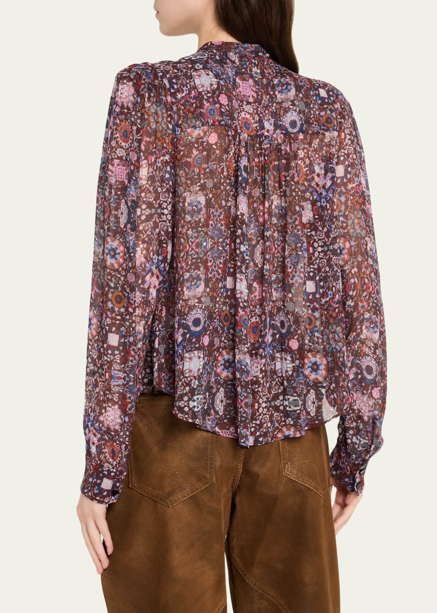 Etoile Isabel Marant Noeline Printed Long-Sleeve Blouse Image 3 of 5